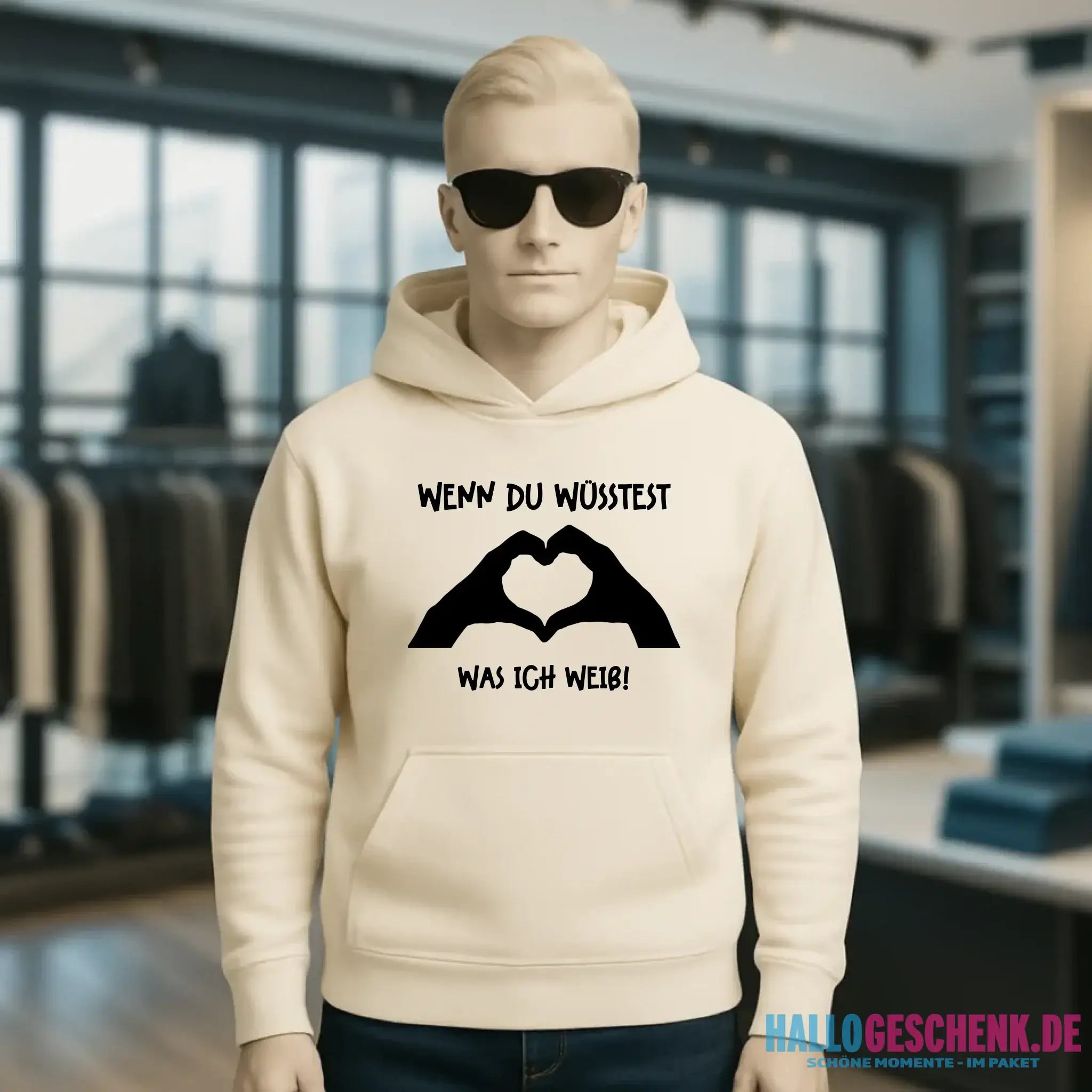 Keine Frage, ich liebe Dich auch! • Hände • personalisierter Text • Unisex Premium Hoodie XS-5XL aus Bio-Baumwolle für Damen & Herren • Exklusivdesign • personalisiert
