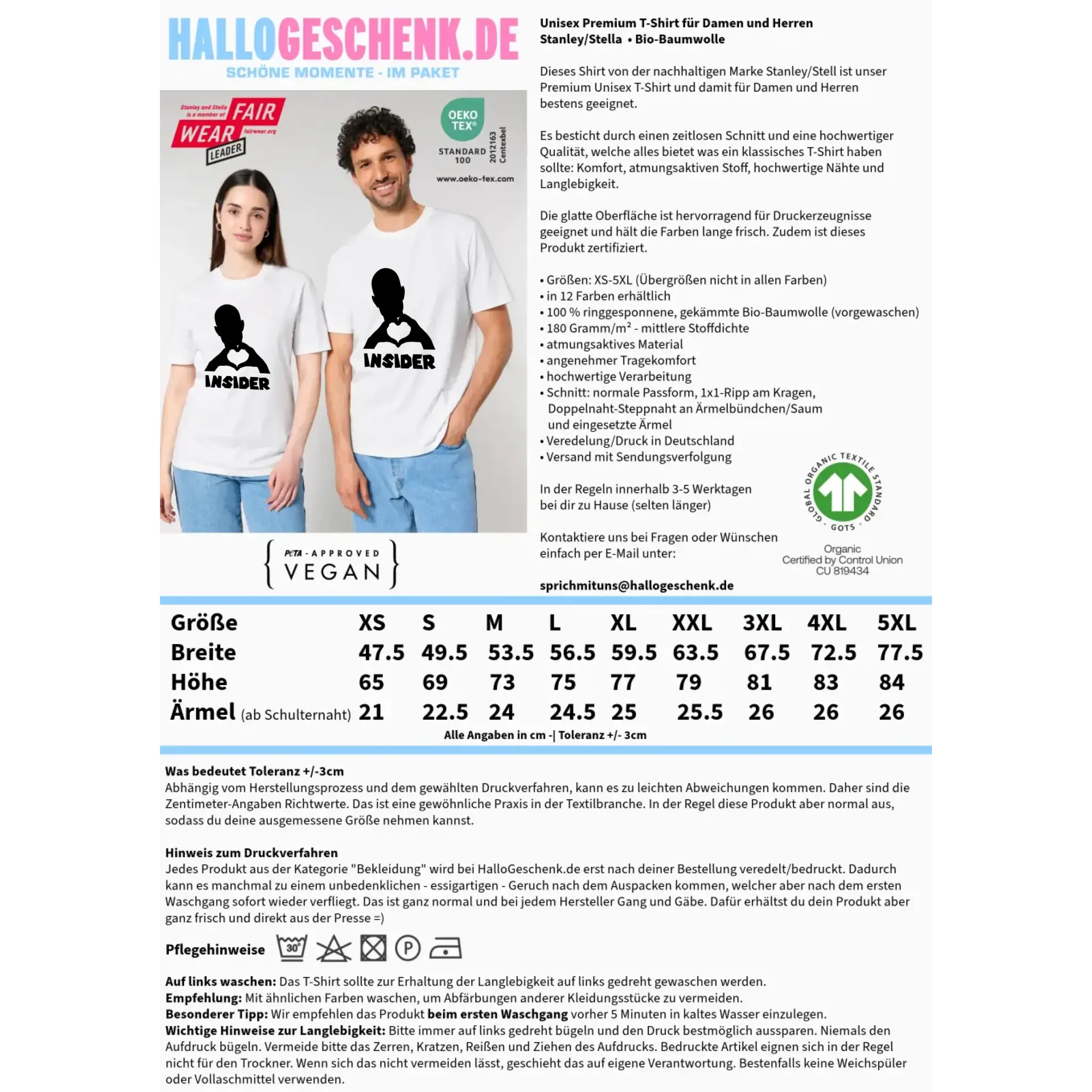 Keine Frage, ich liebe Dich auch! • Insider • personalisierter Text • Unisex Premium T-Shirt XS-5XL aus Bio-Baumwolle für Damen & Herren • Exklusivdesign • personalisiert