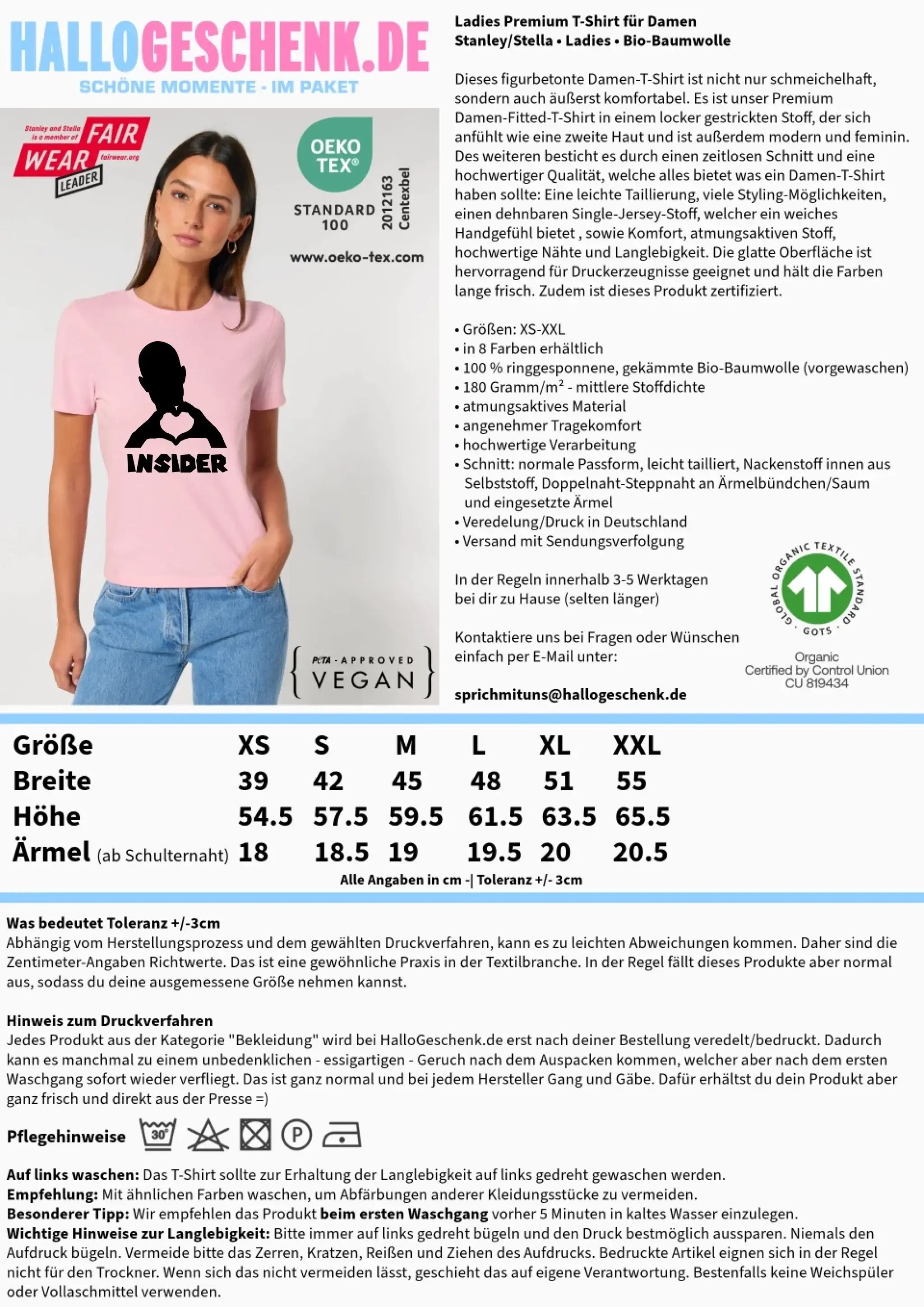 Keine Frage, ich liebe Dich auch! • Insider • personalisierter Text • Ladies Premium T-Shirt XS-2XL aus Bio-Baumwolle für Damen • Exklusivdesign • personalisiert • Motivauswahl • personalisierbar