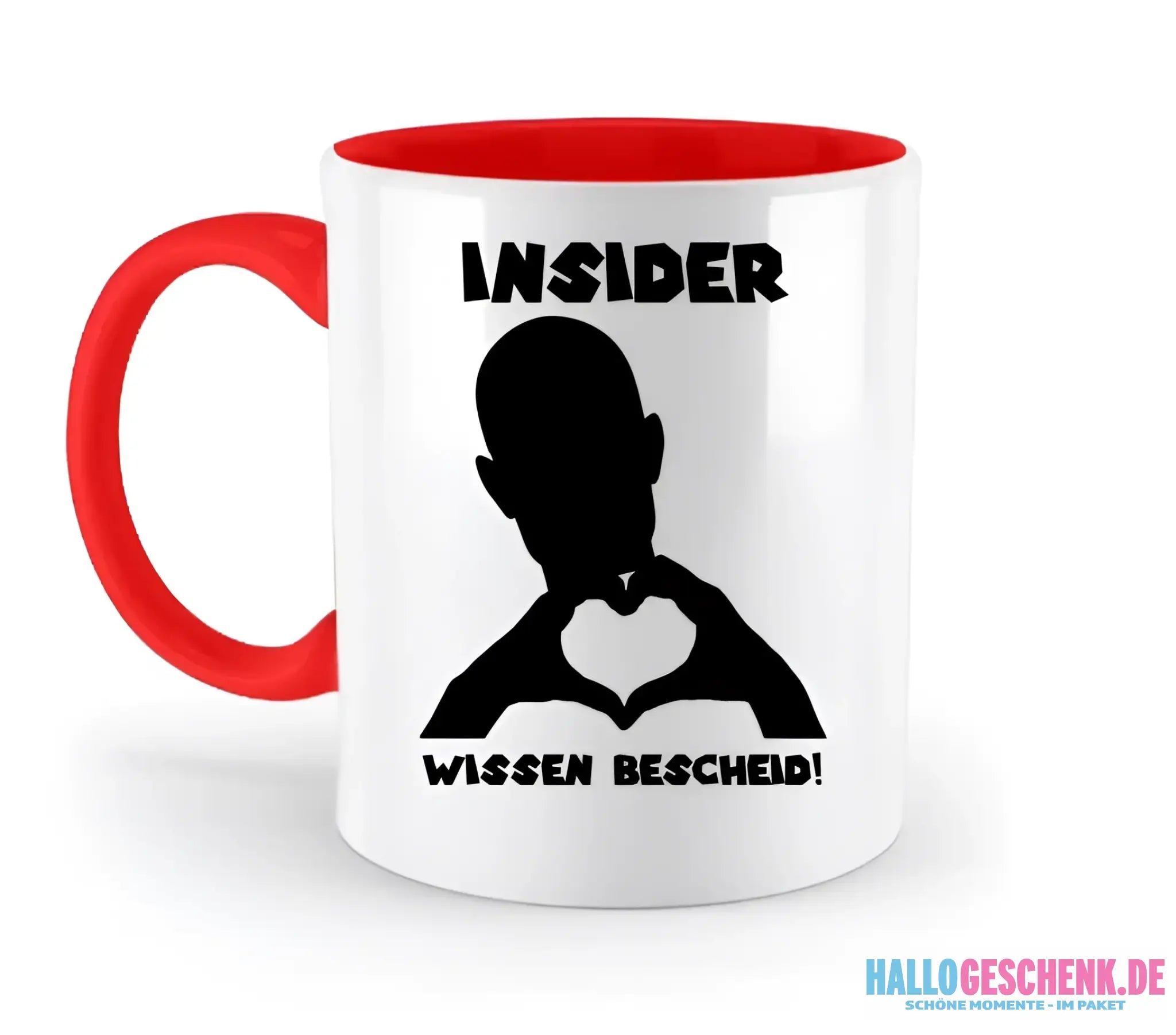 Keine Frage, ich liebe Dich auch! • personalisierter Text • zweifarbige Tasse 330ml mit farbigem Innendruck spülmaschinengeeignet