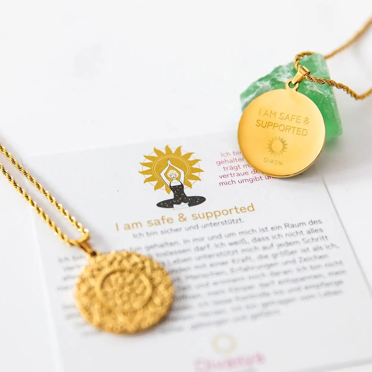 Kette mit Anhänger Mandala | vergoldet | I am safe & supported