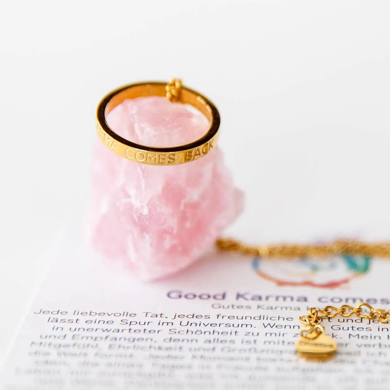 Kette mit Ring | vergoldet | Good Karma comes back