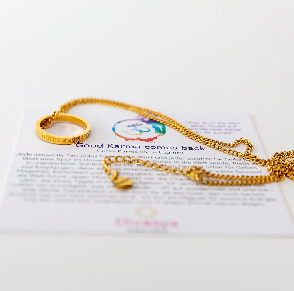 Kette mit Ring | vergoldet | Good Karma comes back