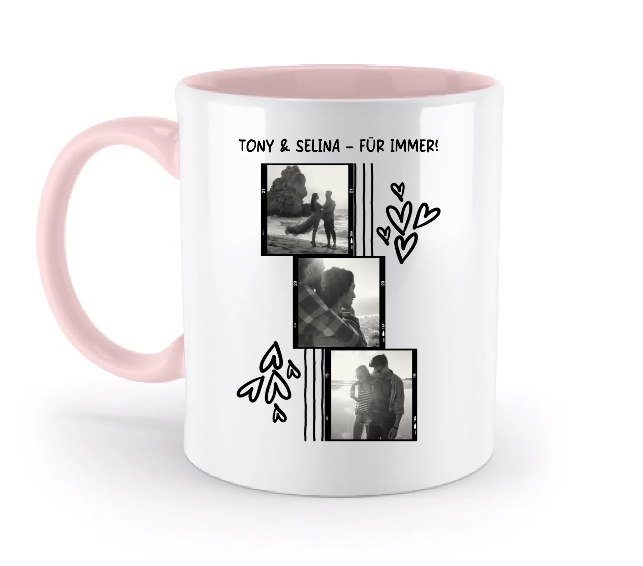 KI-Cartoon-Effekt • mehrere Artikel • ’Statement-Collection’ • Wunschtext • Mein Fotomotiv - Tassen / Powder-Pink