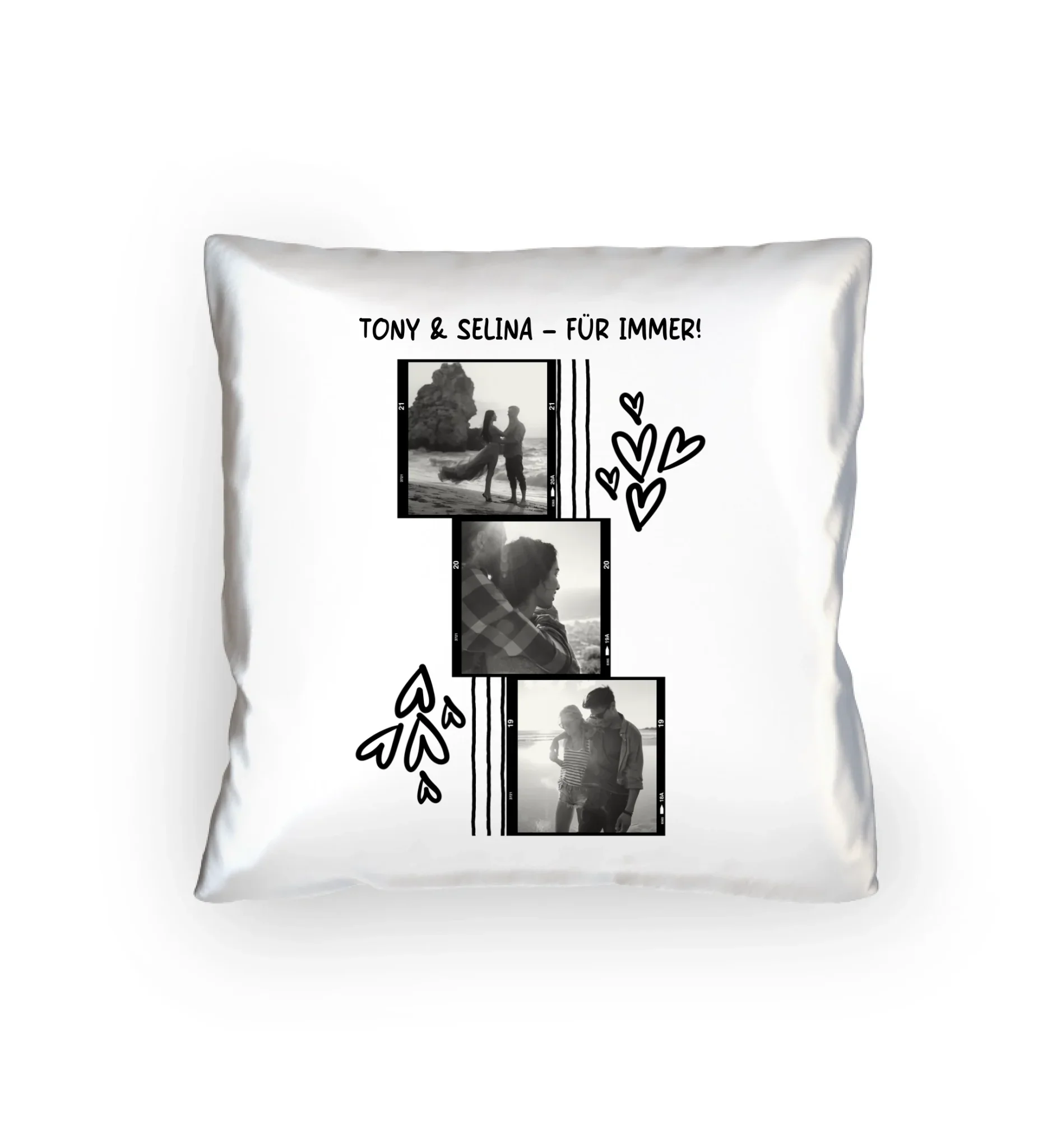 KI-Cartoon-Effekt • mehrere Artikel • ’Statement-Collection’ • Wunschtext • Mein Fotomotiv - Kissen / White