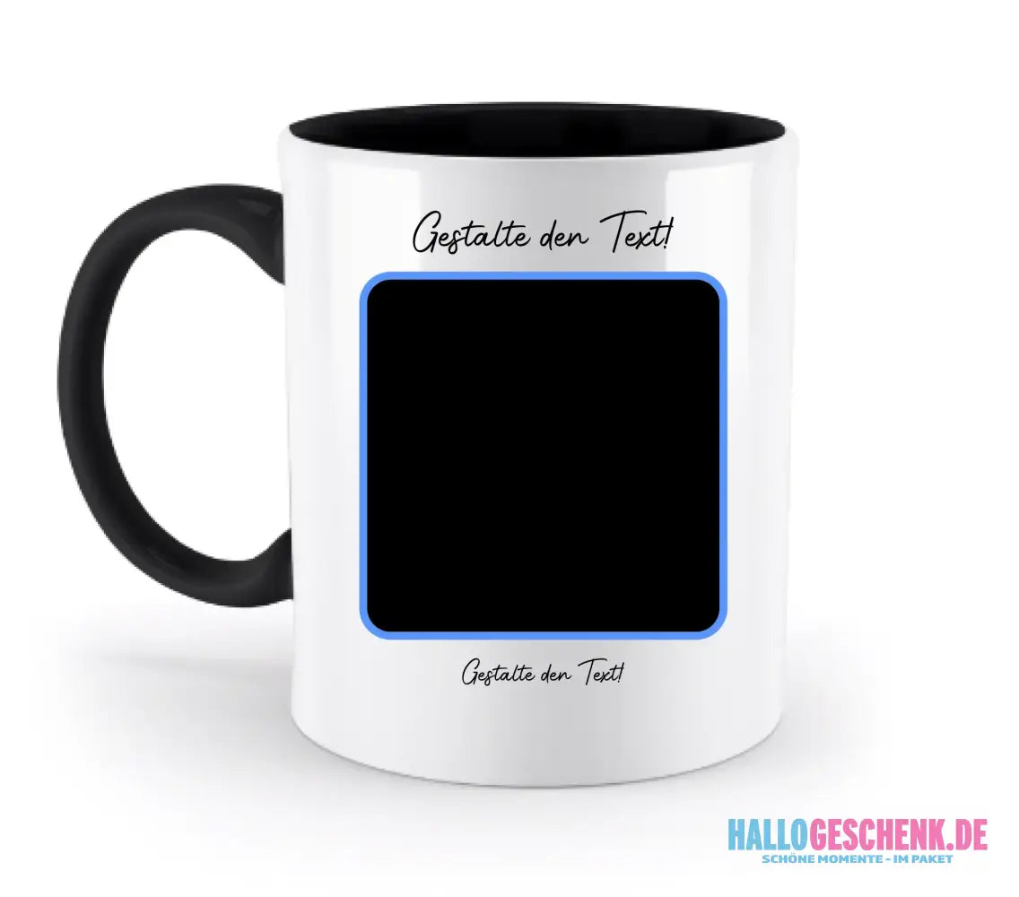 KI-Effekt: Dein Foto im Cartoon-Stil • diverse personalisierbare Artikel - zweifarbige Tasse / Black / 330ml