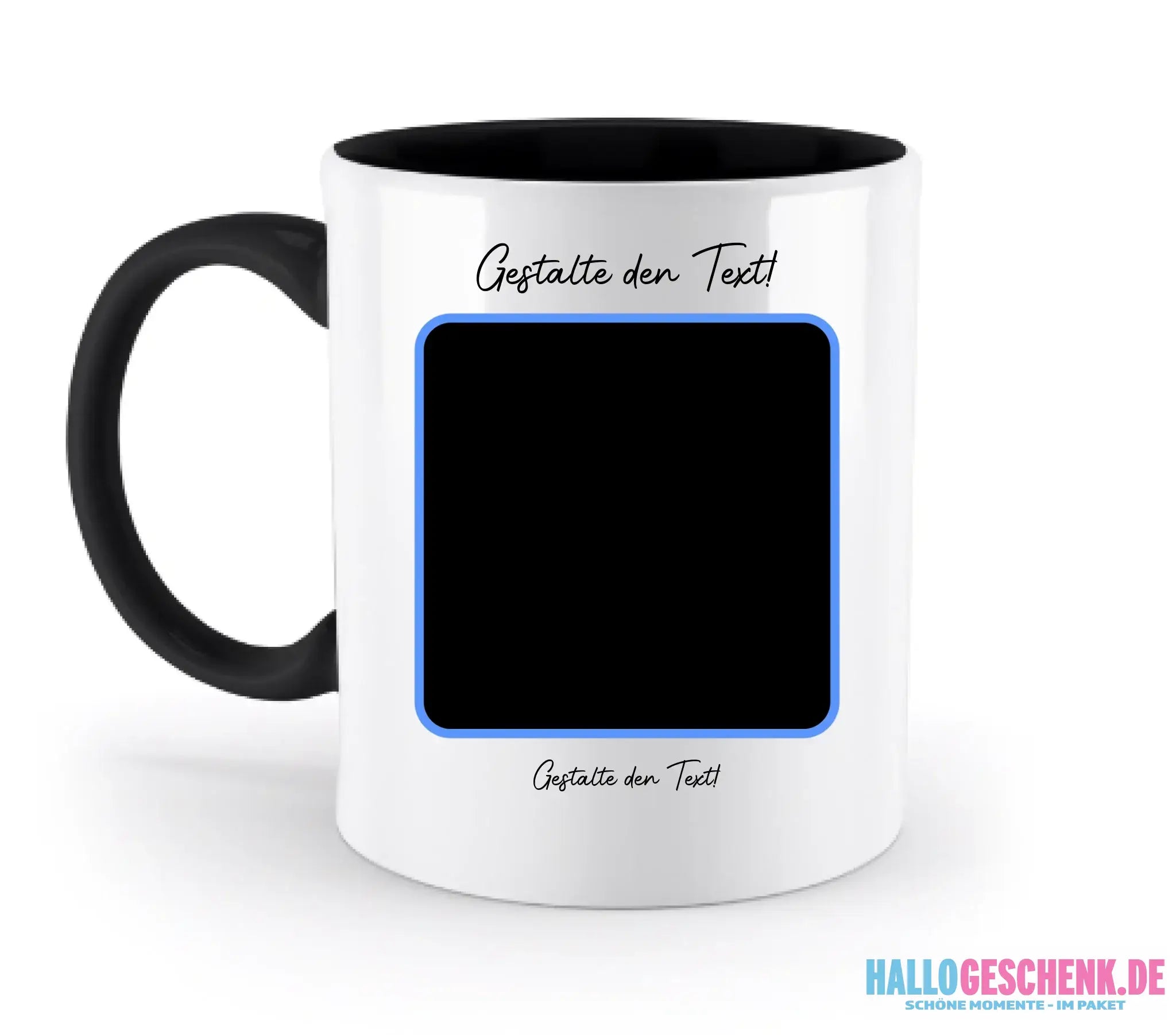 KI-Effekt: Dein Foto im Cartoon-Stil • diverse personalisierbare Artikel - zweifarbige Tasse / Black / 330ml