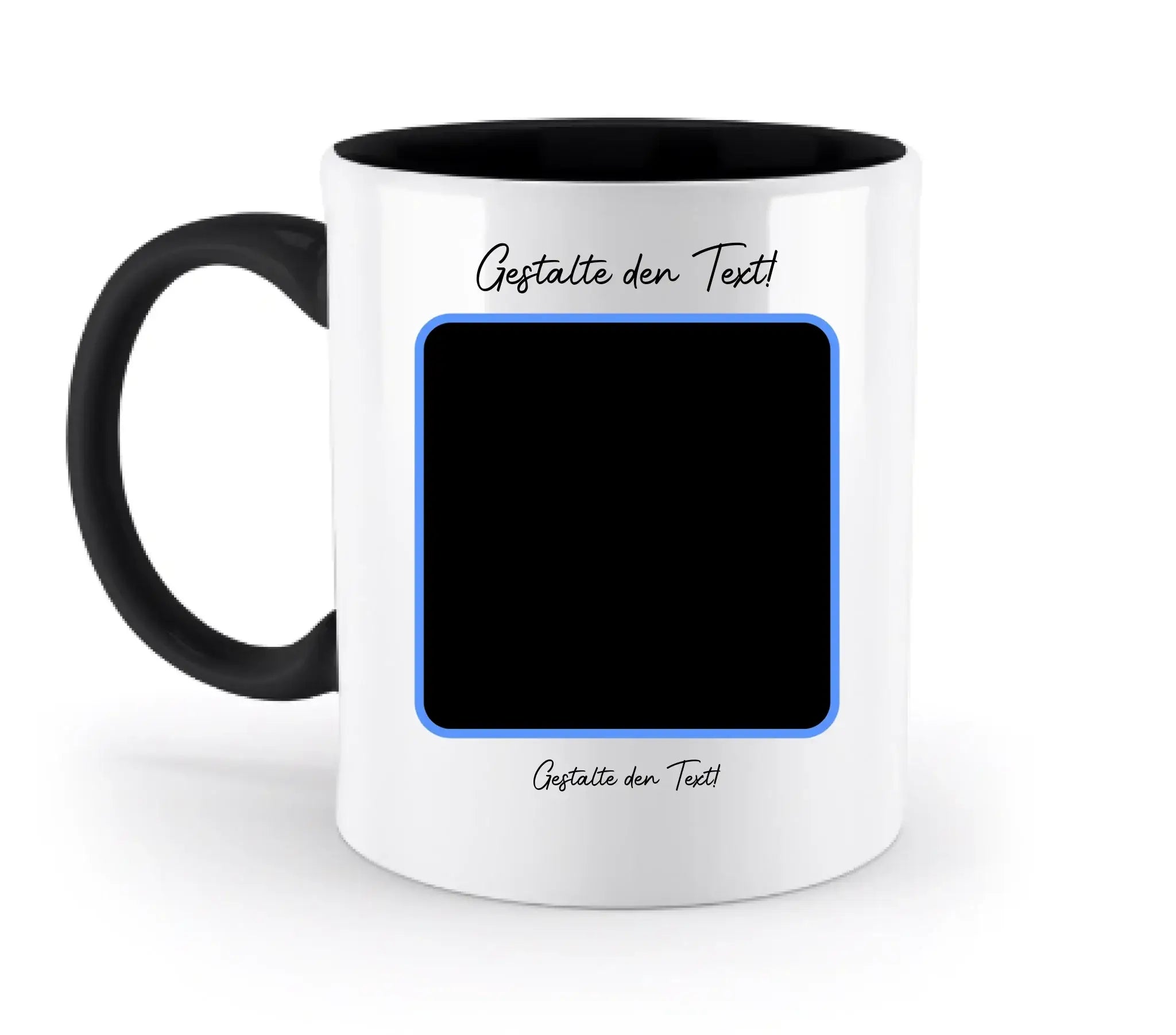 KI-Effekt: Dein Foto im Cartoon-Stil • diverse personalisierbare Artikel - zweifarbige Tasse / Black / 330ml