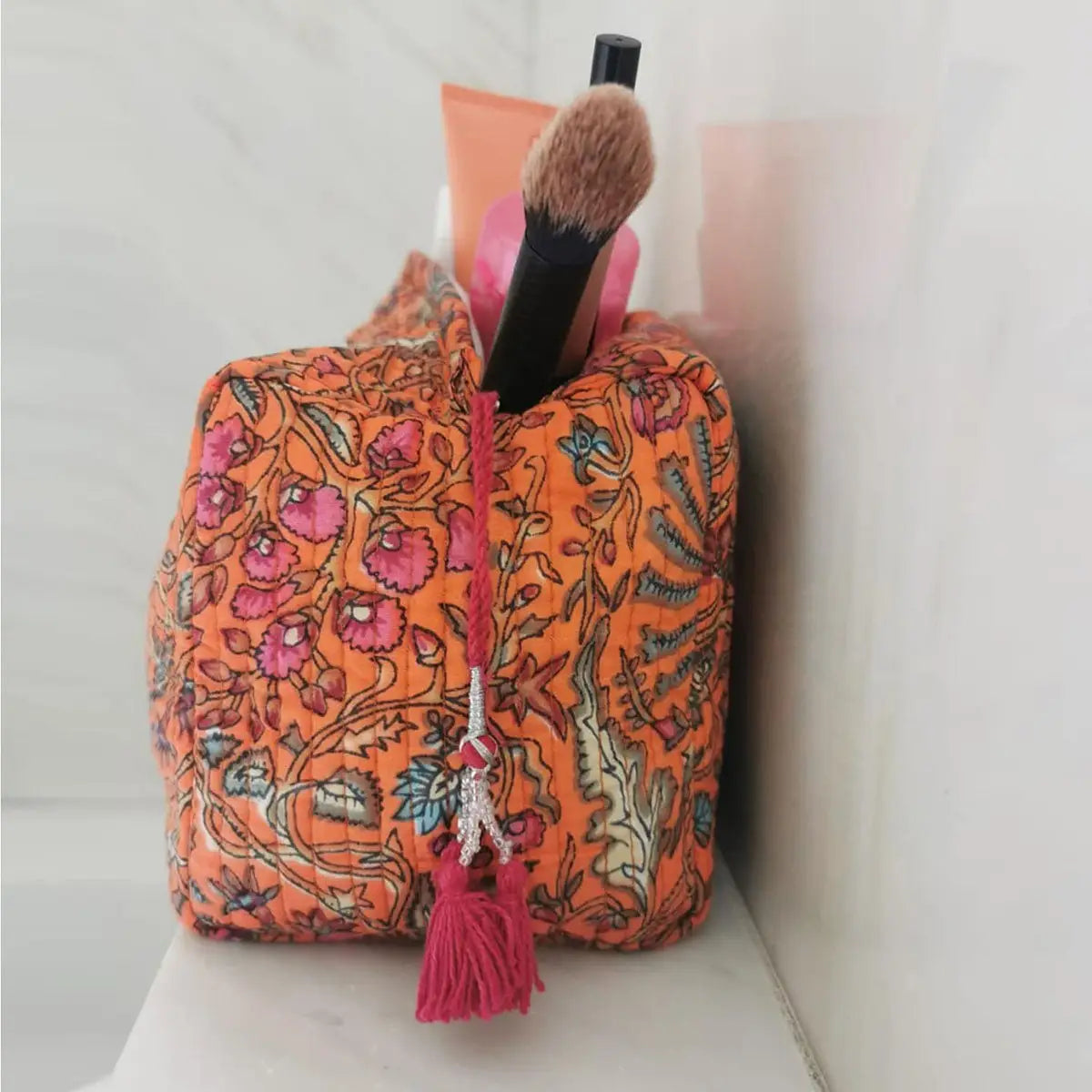 Kosmetiktasche ’orange palm’ - handgefertigte Taschen