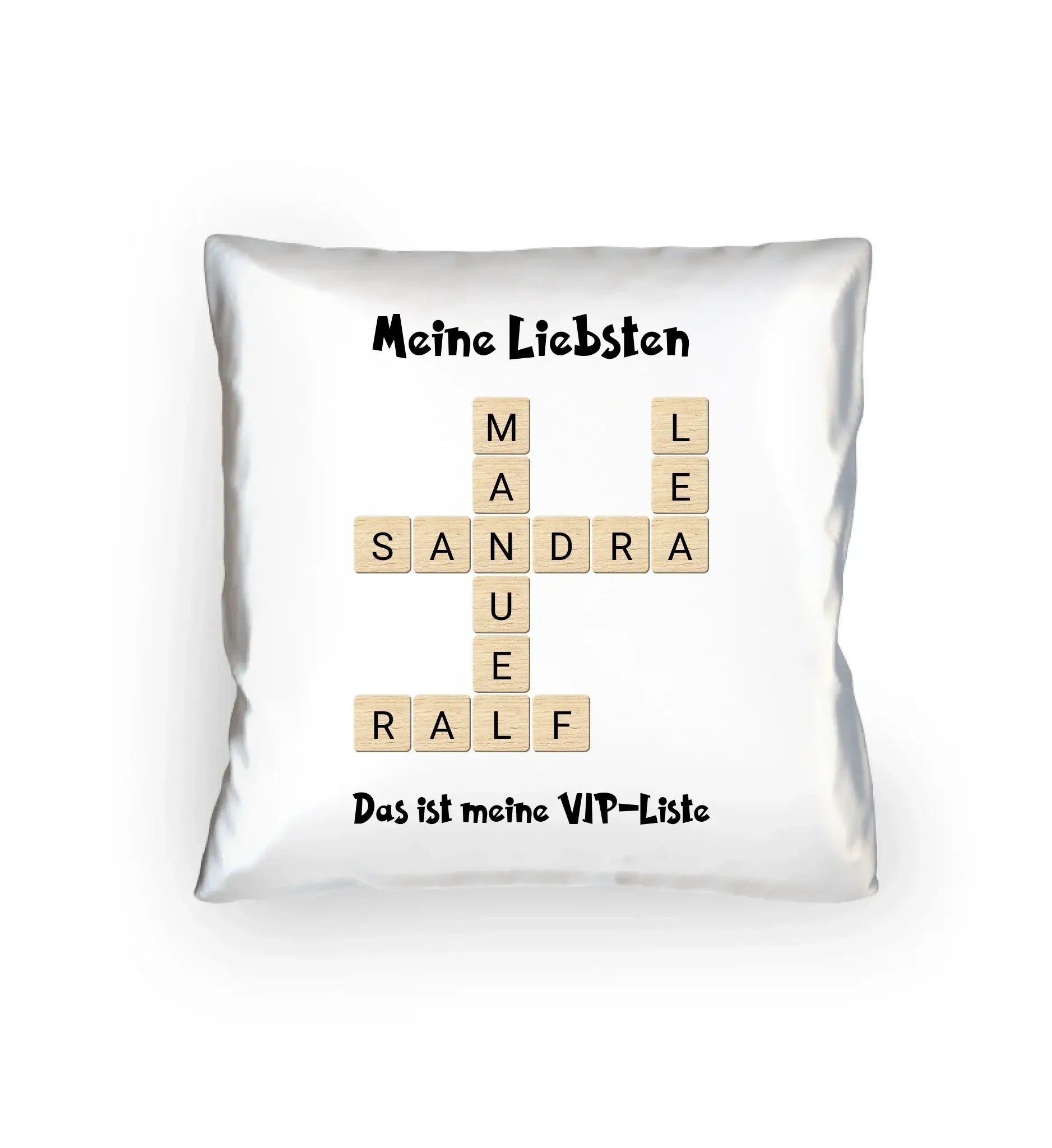Kreuzwort-Motiv • mehrere Artikel • ’Statement-Collection’ • Wunschtext • Mein Motiv - Kissen / White / 40cm-x-40cm