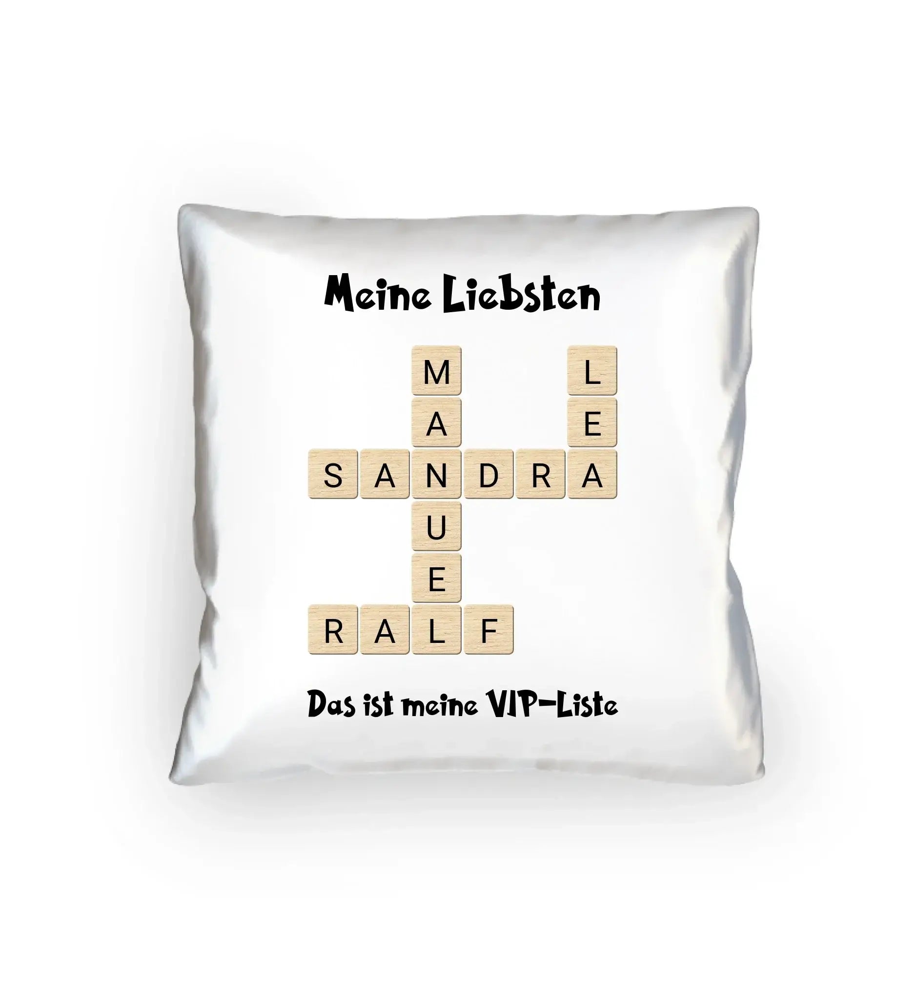 Kreuzwort-Motiv • mehrere Artikel • ’Statement-Collection’ • Wunschtext • Mein Motiv - Kissen / White / 40cm-x-40cm