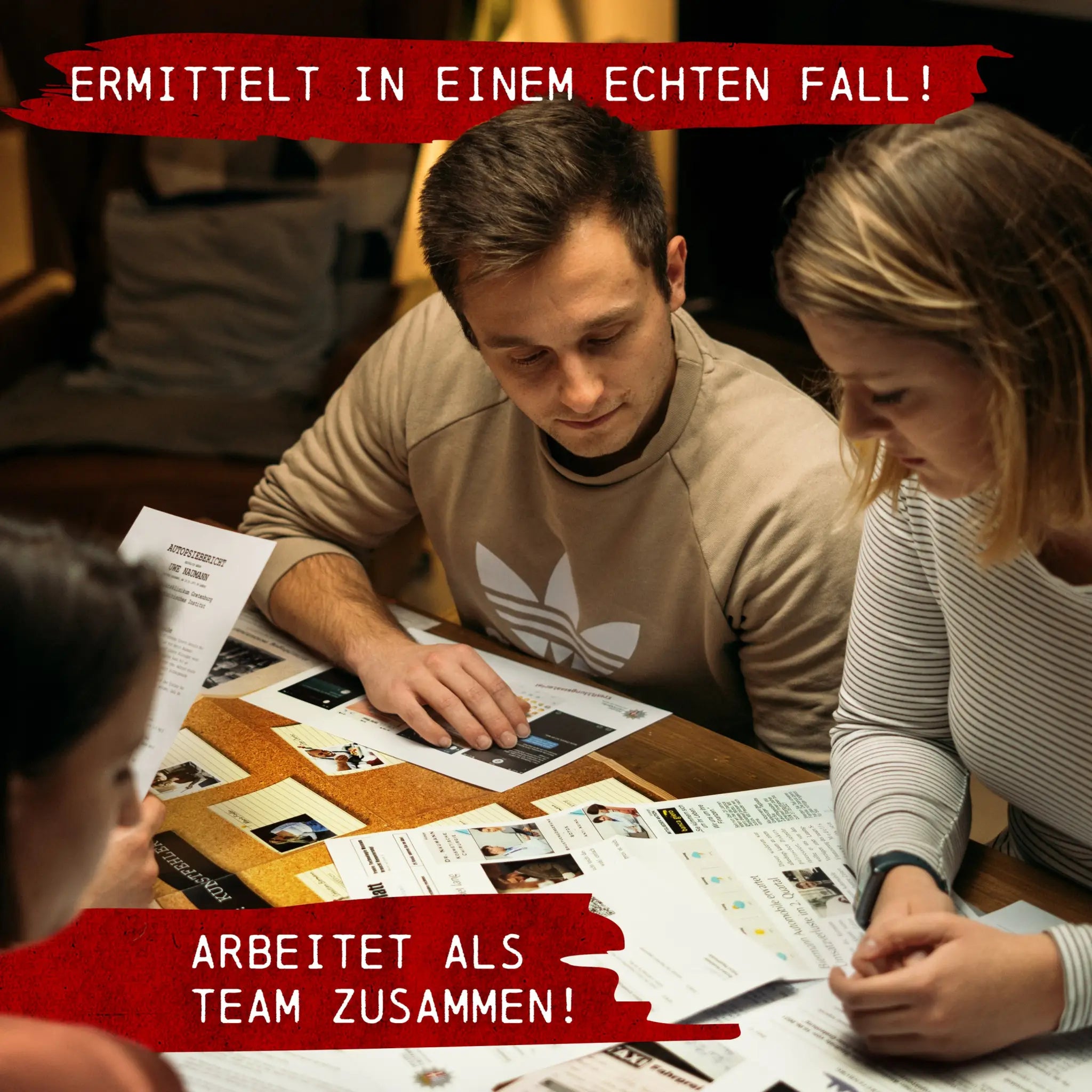 Beige adidas sweatshirt mit weißem trefoil logo auf der brust für das krimispiel tatort tonstudio