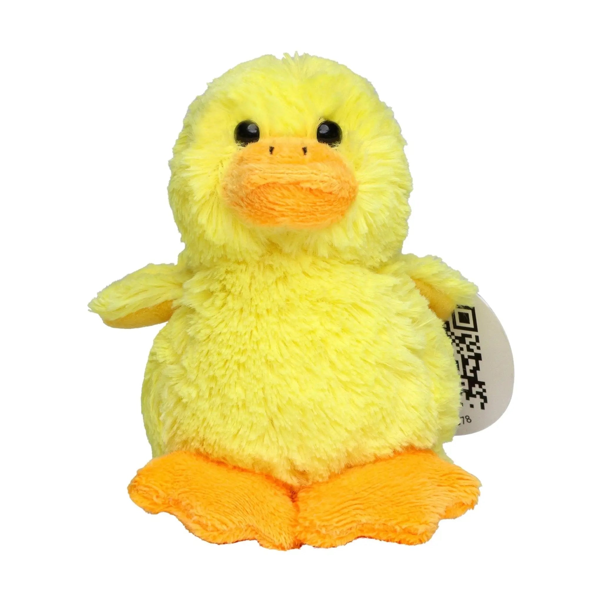 Fluffy gelbes küken nelli plüschtier mit weichem stoff und orangenem schnabel und füßen