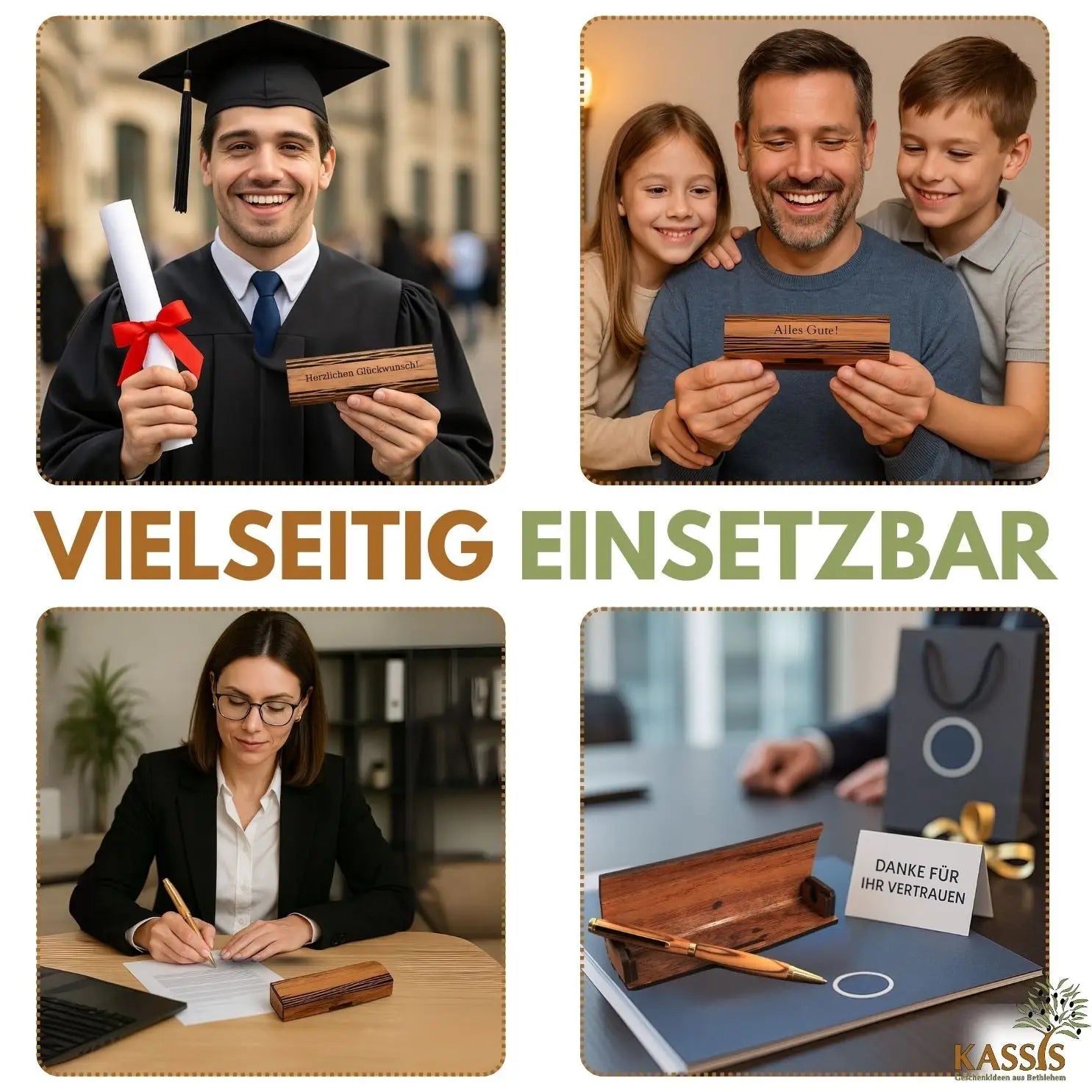 Kugelschreiber in Holzschachtel mit Gravur ’Herzlichen Glückwünsch’ - Büro