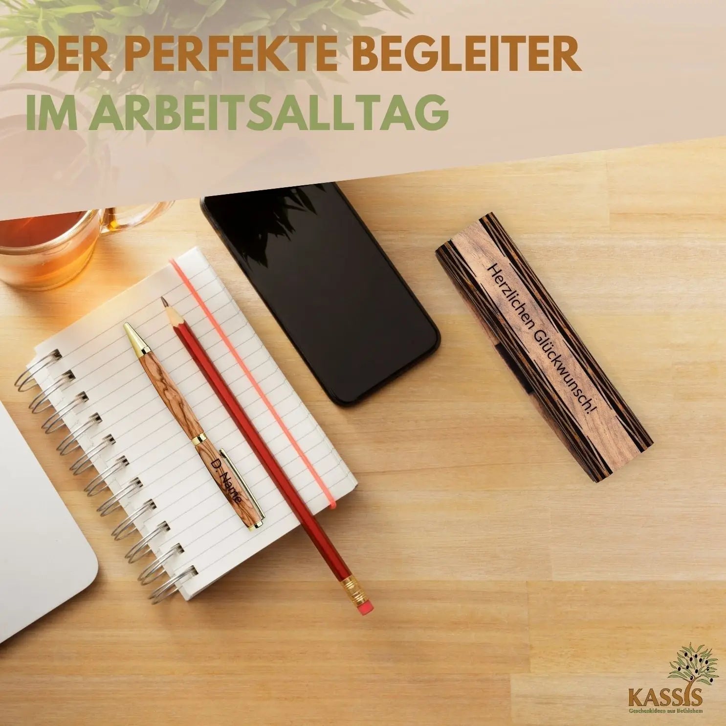 Kugelschreiber mit Holzschachtel aus Olivenholz - Büro