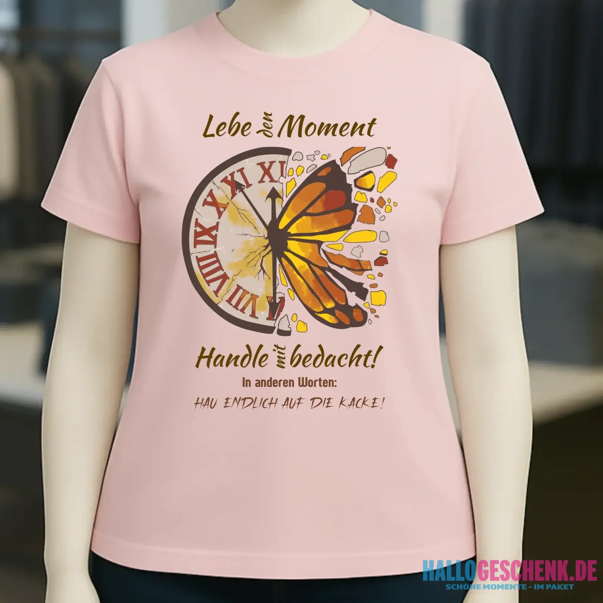 Lebe den Moment • Ladies Premium T-Shirt XS-2XL aus Bio-Baumwolle für Damen • Exklusivdesign • personalisiert