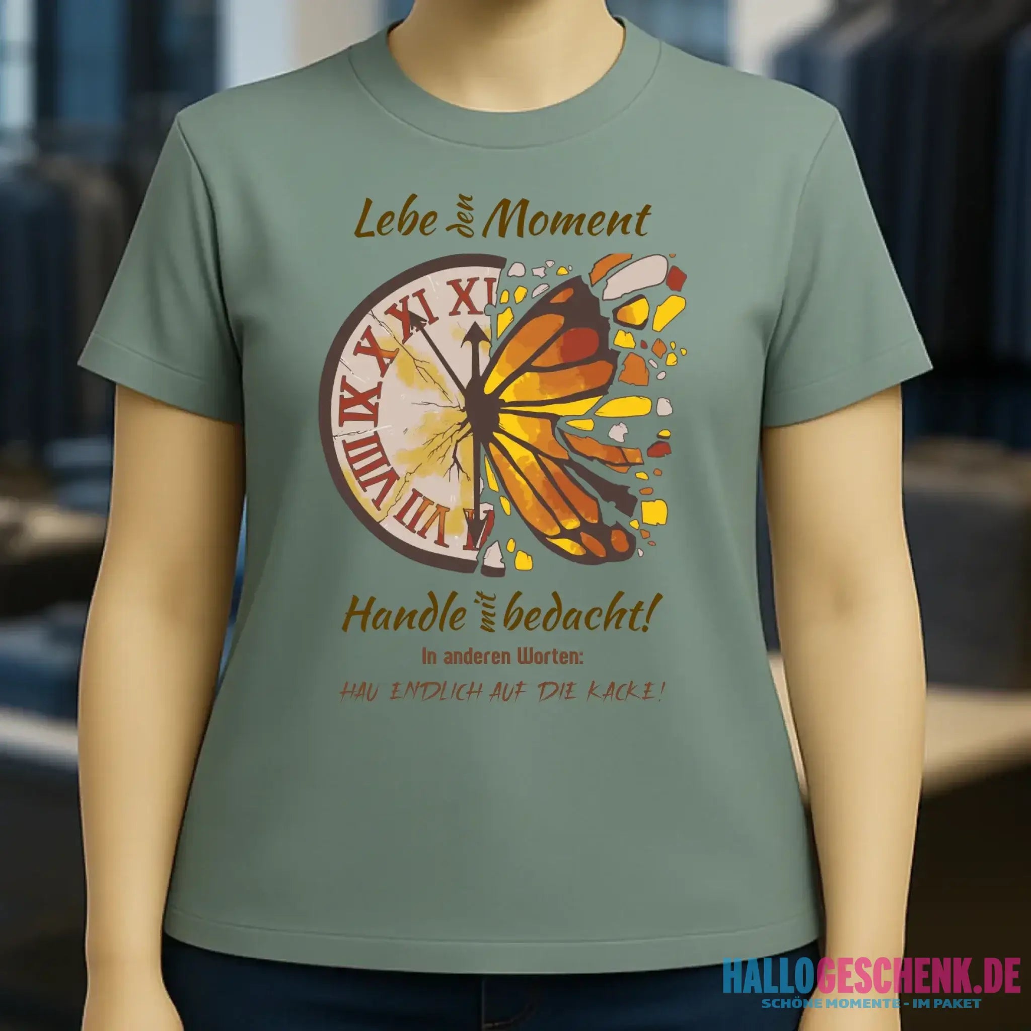 Lebe den Moment • Ladies Premium T-Shirt XS-2XL aus Bio-Baumwolle für Damen • Exklusivdesign • personalisiert