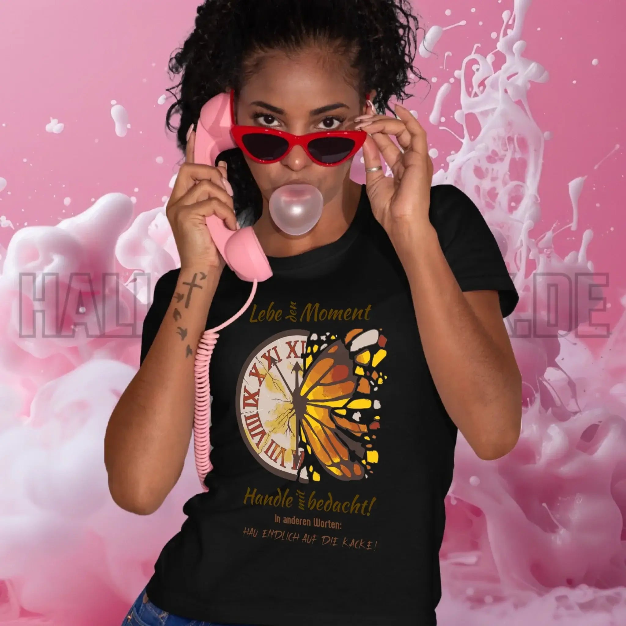 Lebe den Moment • Ladies Premium T-Shirt XS-2XL aus Bio-Baumwolle für Damen • Exklusivdesign • personalisiert