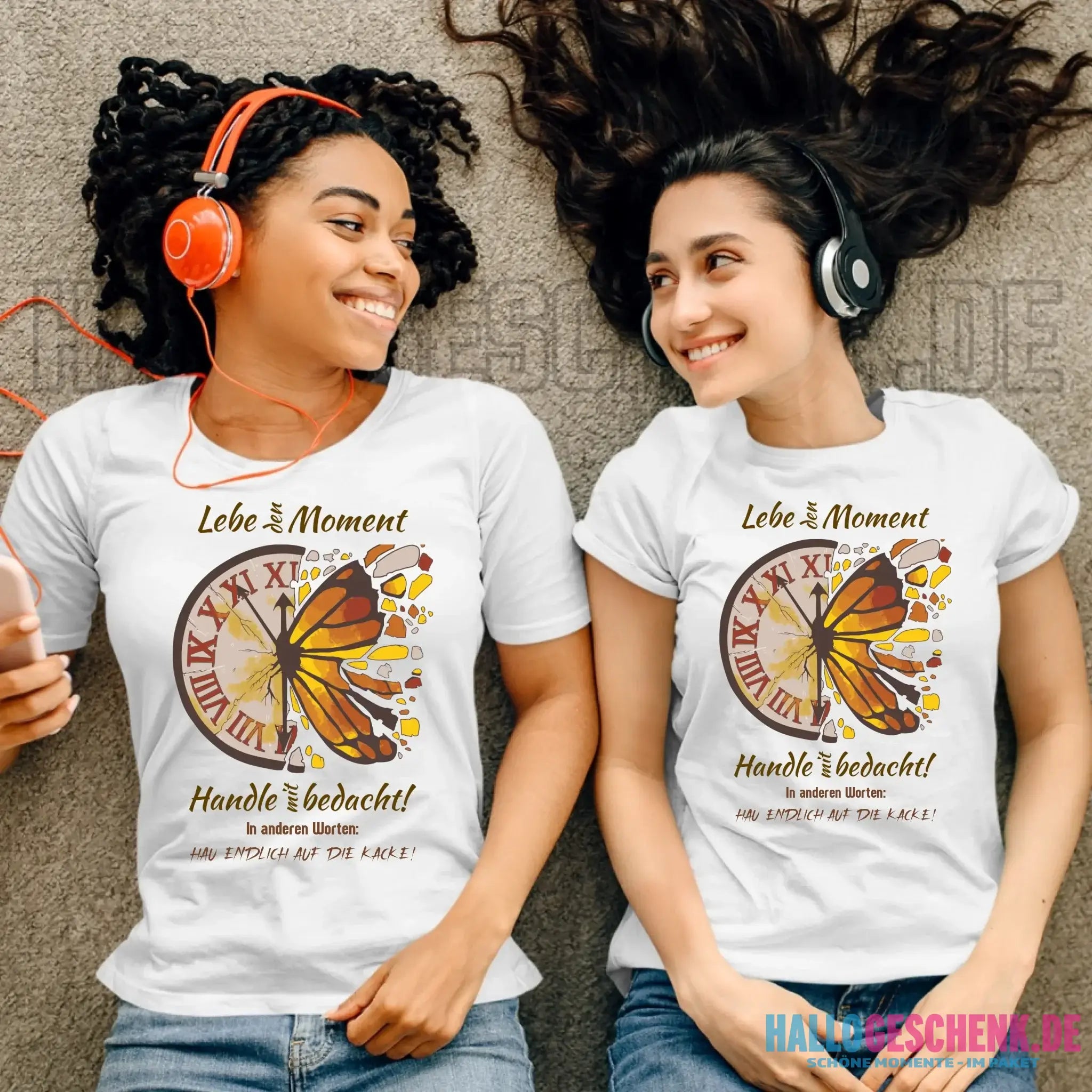 Lebe den Moment • Ladies Premium T-Shirt XS-2XL aus Bio-Baumwolle für Damen • Exklusivdesign • personalisiert