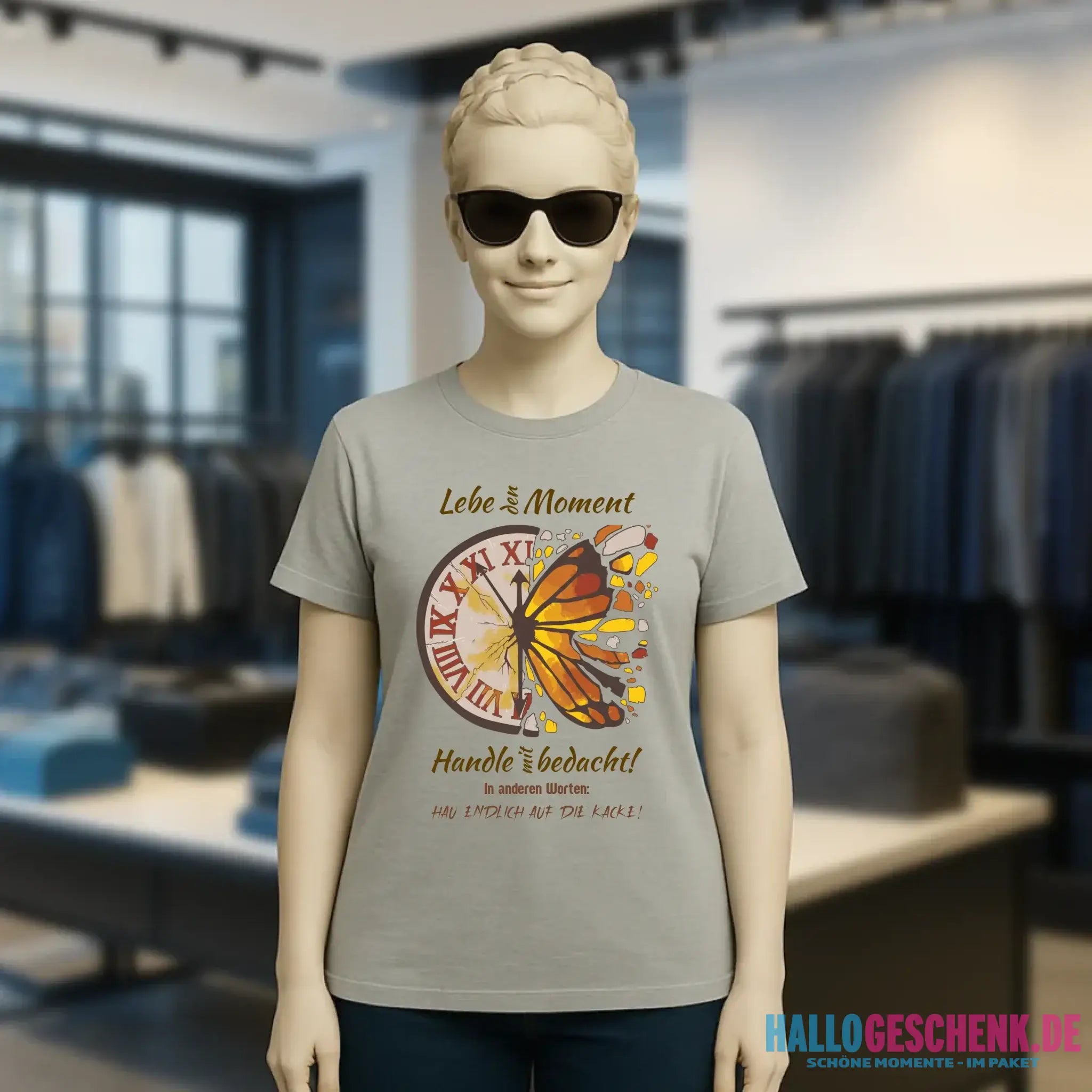 Lebe den Moment • Ladies Premium T-Shirt XS-2XL aus Bio-Baumwolle für Damen • Exklusivdesign • personalisiert