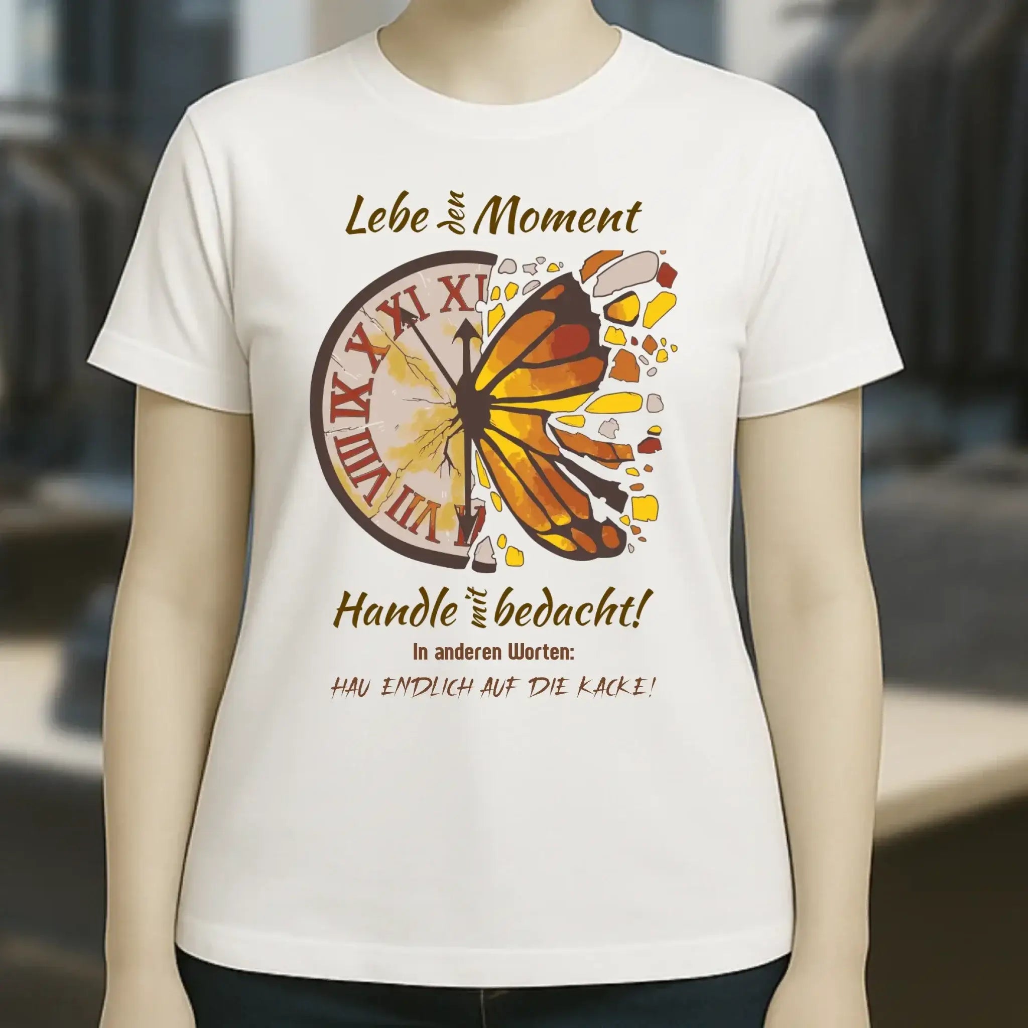 Lebe den Moment • Ladies Premium T-Shirt XS-2XL aus Bio-Baumwolle für Damen • Exklusivdesign • personalisiert