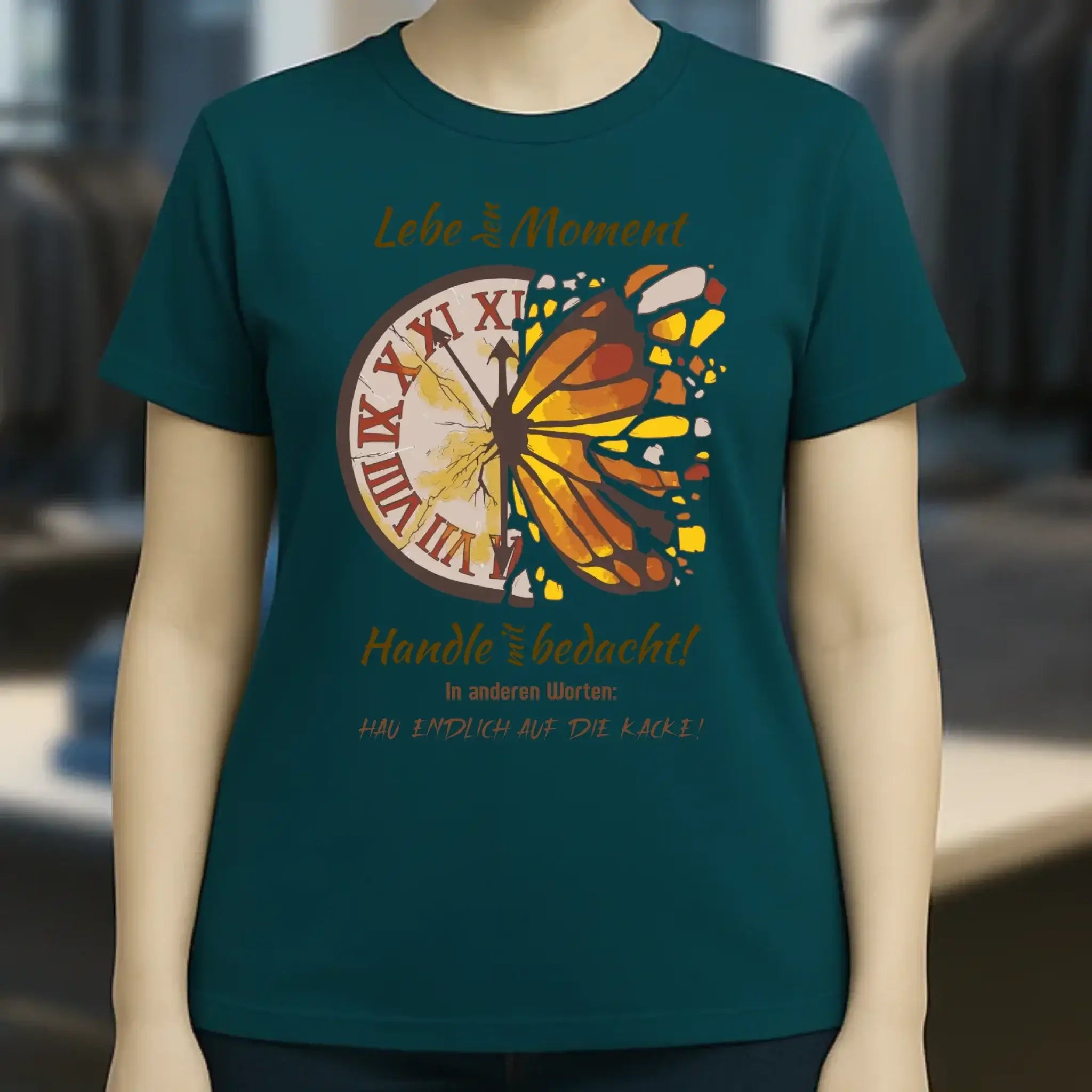 Lebe den Moment • Ladies Premium T-Shirt XS-2XL aus Bio-Baumwolle für Damen • Exklusivdesign • personalisiert