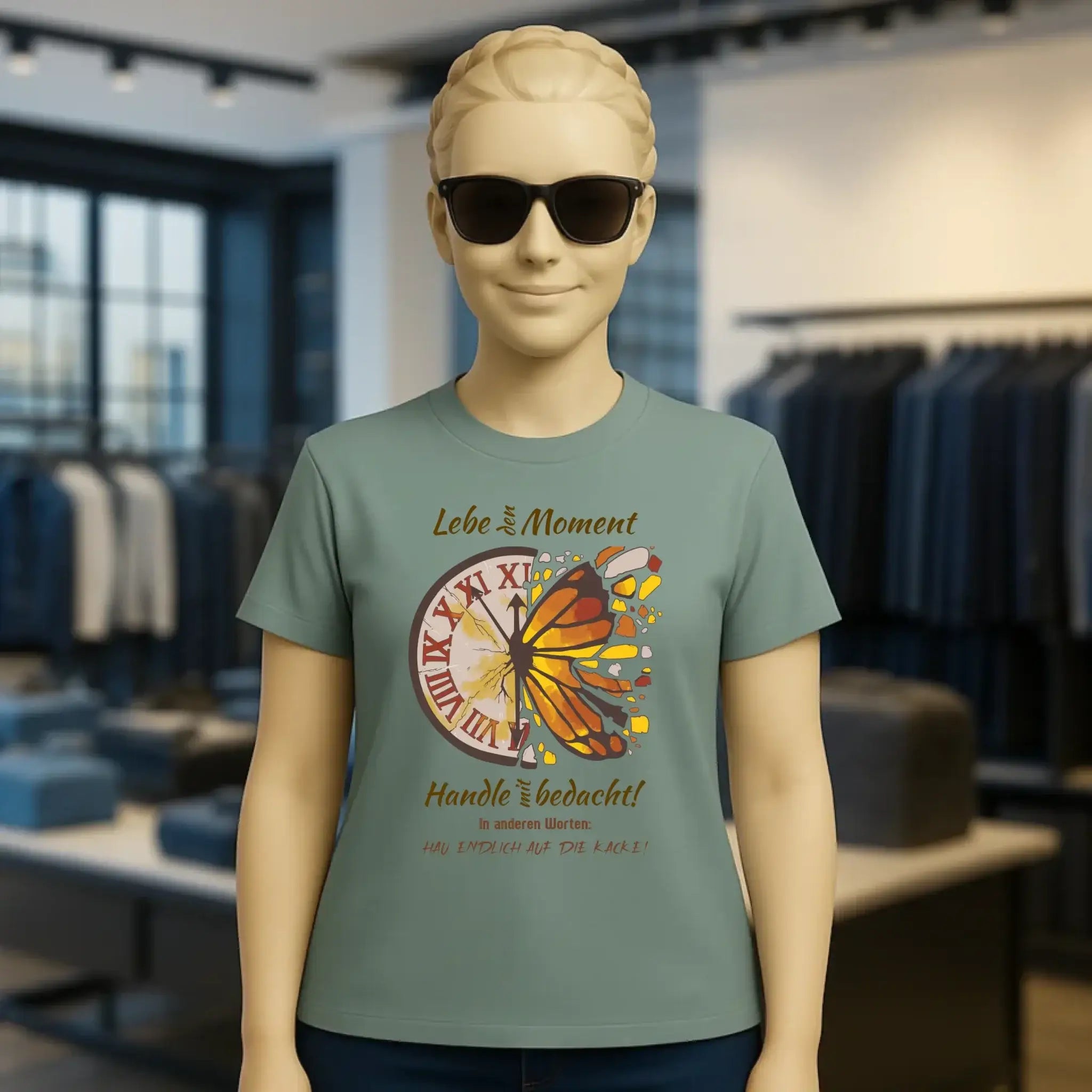 Lebe den Moment • Ladies Premium T-Shirt XS-2XL aus Bio-Baumwolle für Damen • Exklusivdesign • personalisiert