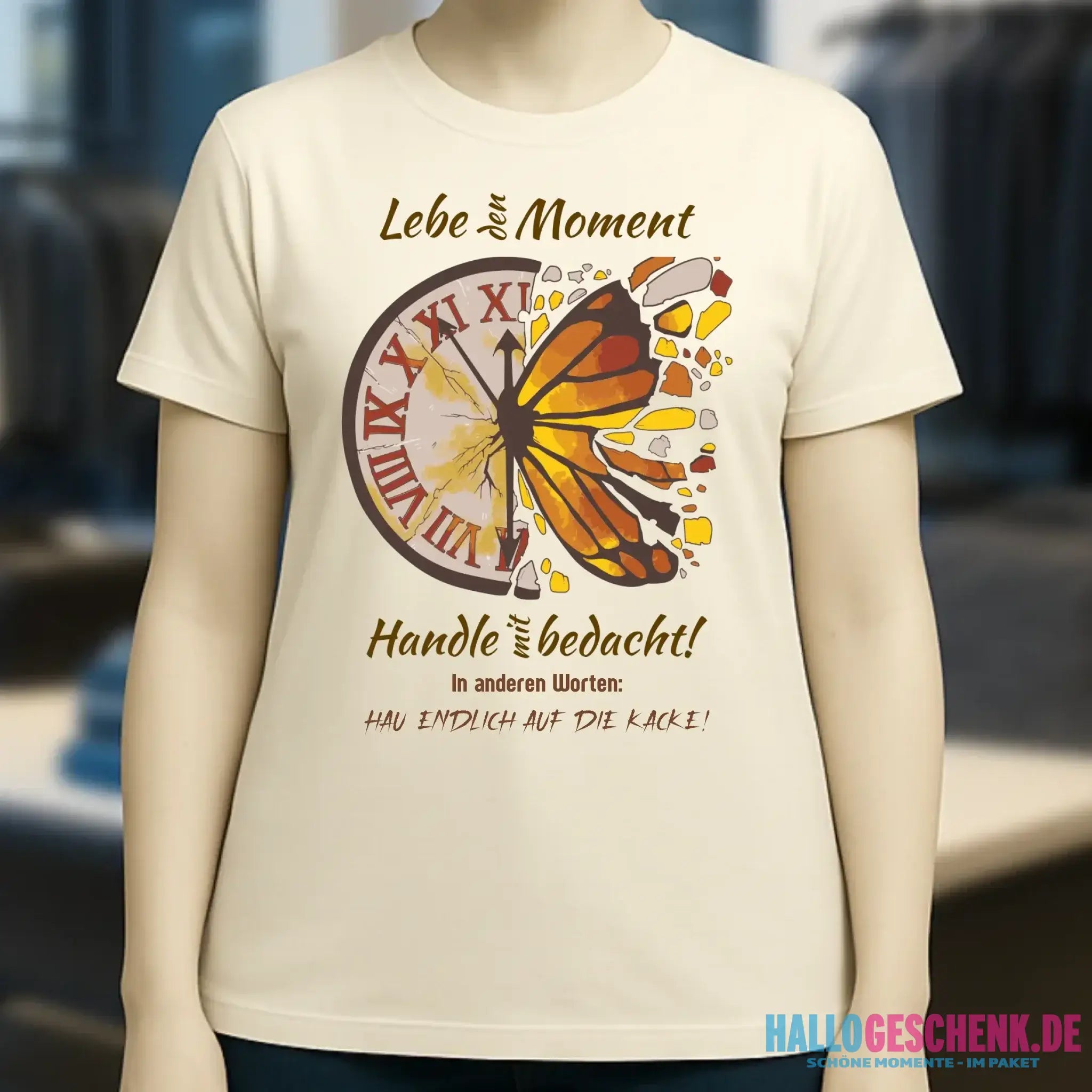 Lebe den Moment • Ladies Premium T-Shirt XS-2XL aus Bio-Baumwolle für Damen • Exklusivdesign • personalisiert