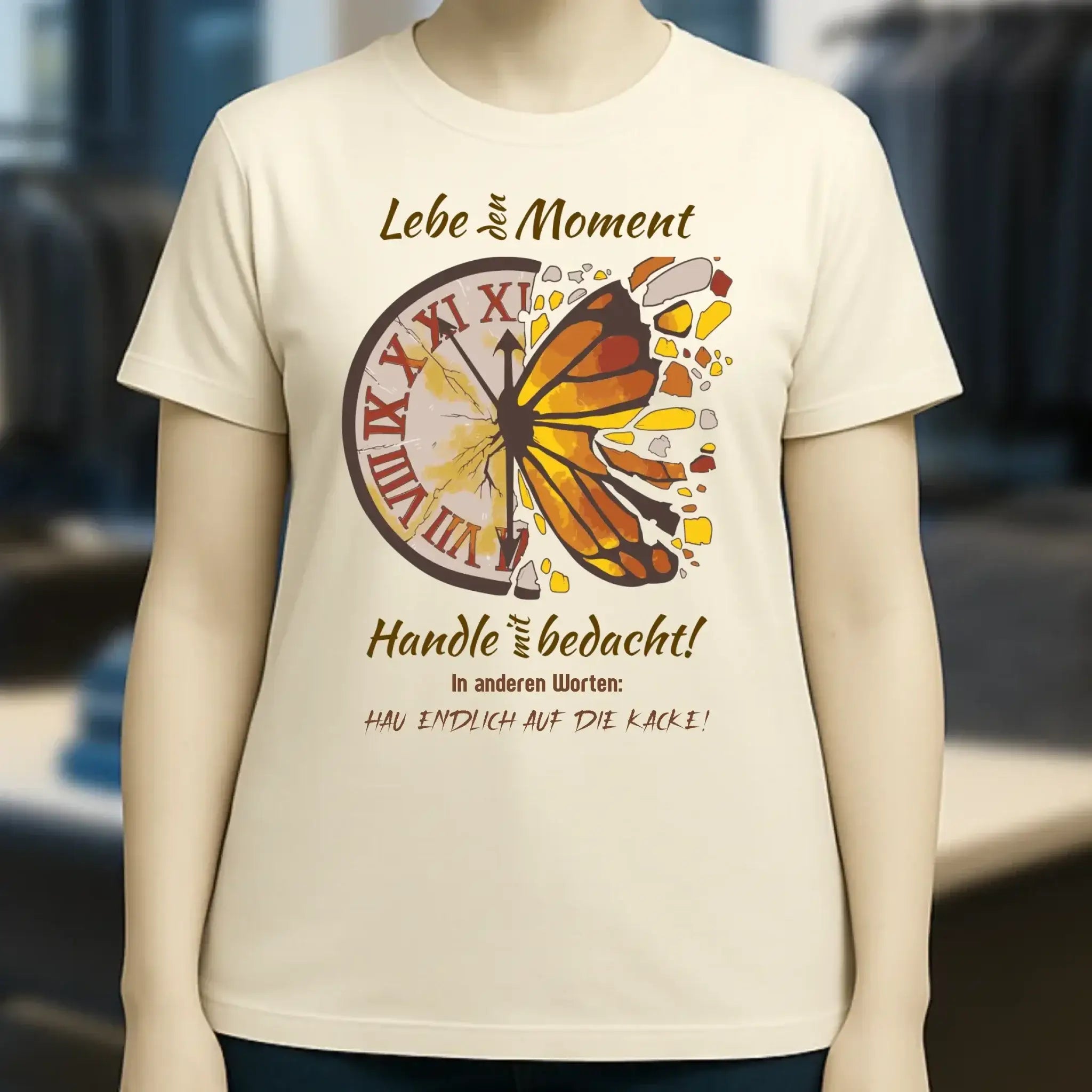Lebe den Moment • Ladies Premium T-Shirt XS-2XL aus Bio-Baumwolle für Damen • Exklusivdesign • personalisiert