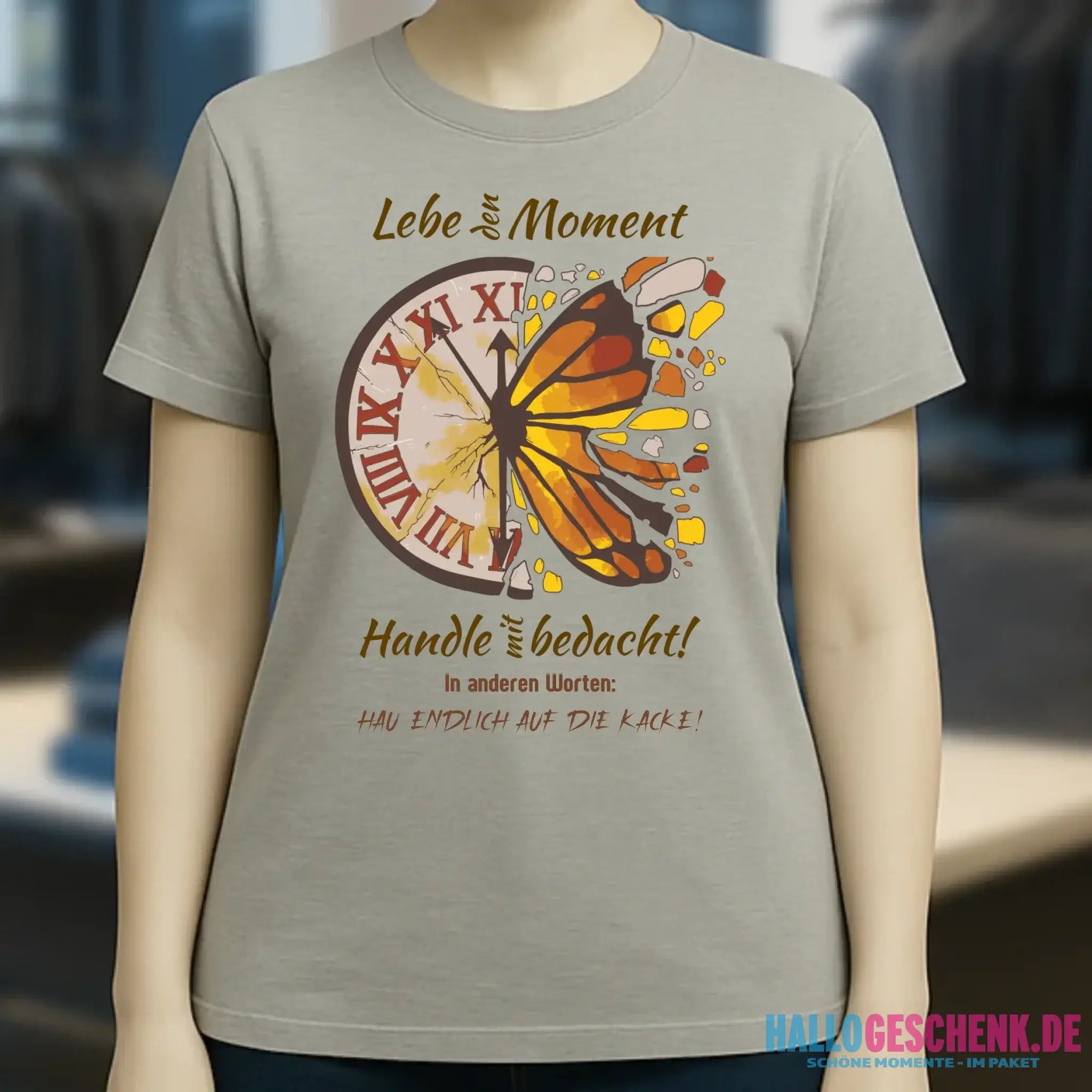 Lebe den Moment • Ladies Premium T-Shirt XS-2XL aus Bio-Baumwolle für Damen • Exklusivdesign • personalisiert