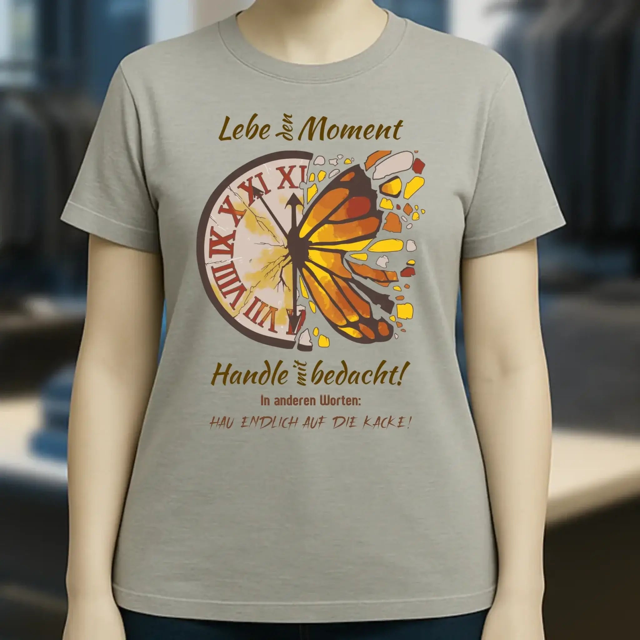 Lebe den Moment • Ladies Premium T-Shirt XS-2XL aus Bio-Baumwolle für Damen • Exklusivdesign • personalisiert