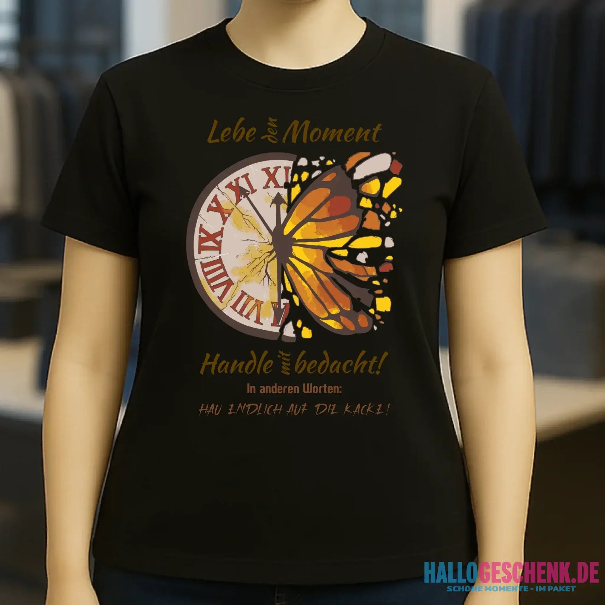 Lebe den Moment • Ladies Premium T-Shirt XS-2XL aus Bio-Baumwolle für Damen • Exklusivdesign • personalisiert