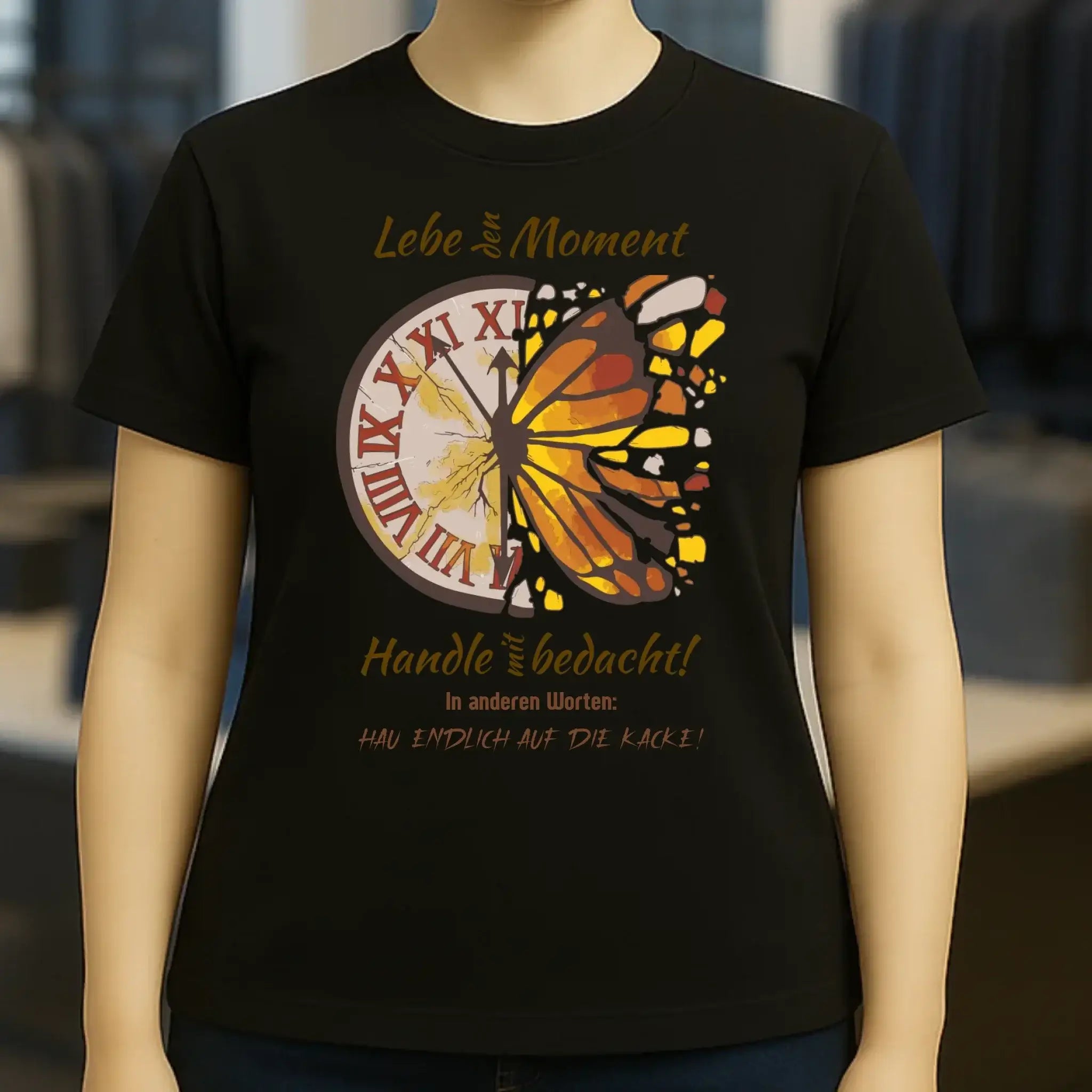 Lebe den Moment • Ladies Premium T-Shirt XS-2XL aus Bio-Baumwolle für Damen • Exklusivdesign • personalisiert