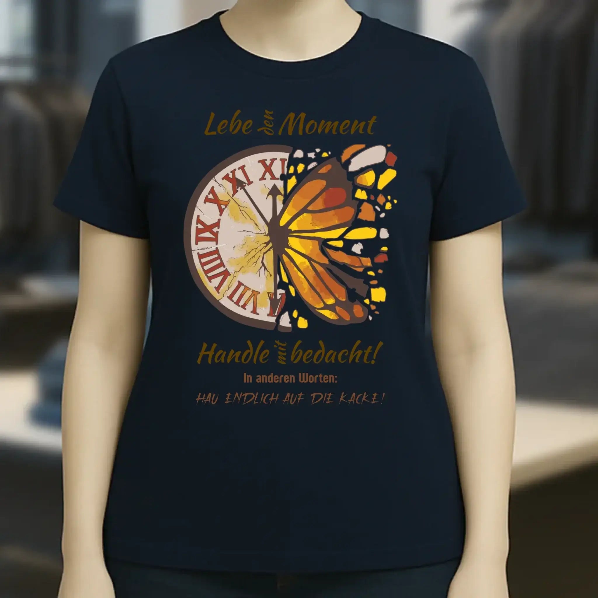 Lebe den Moment • Ladies Premium T-Shirt XS-2XL aus Bio-Baumwolle für Damen • Exklusivdesign • personalisiert