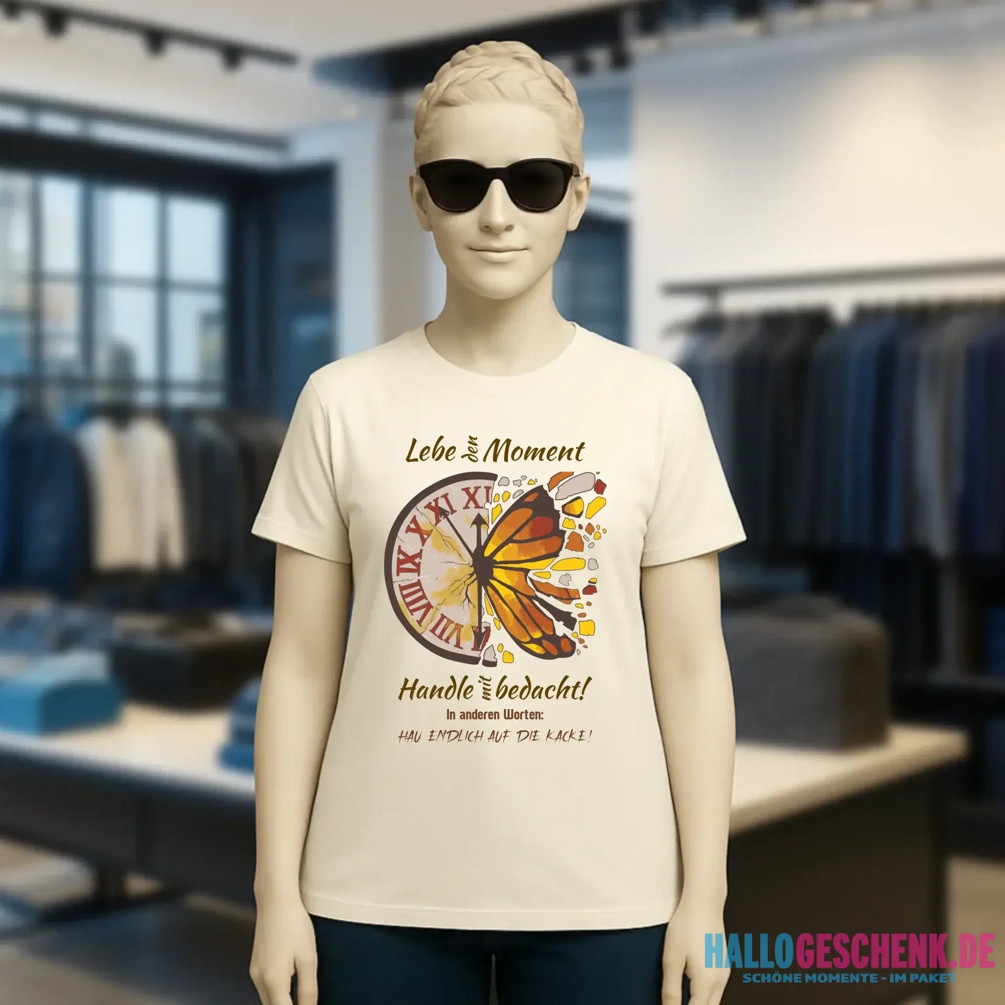 Lebe den Moment • Ladies Premium T-Shirt XS-2XL aus Bio-Baumwolle für Damen • Exklusivdesign • personalisiert
