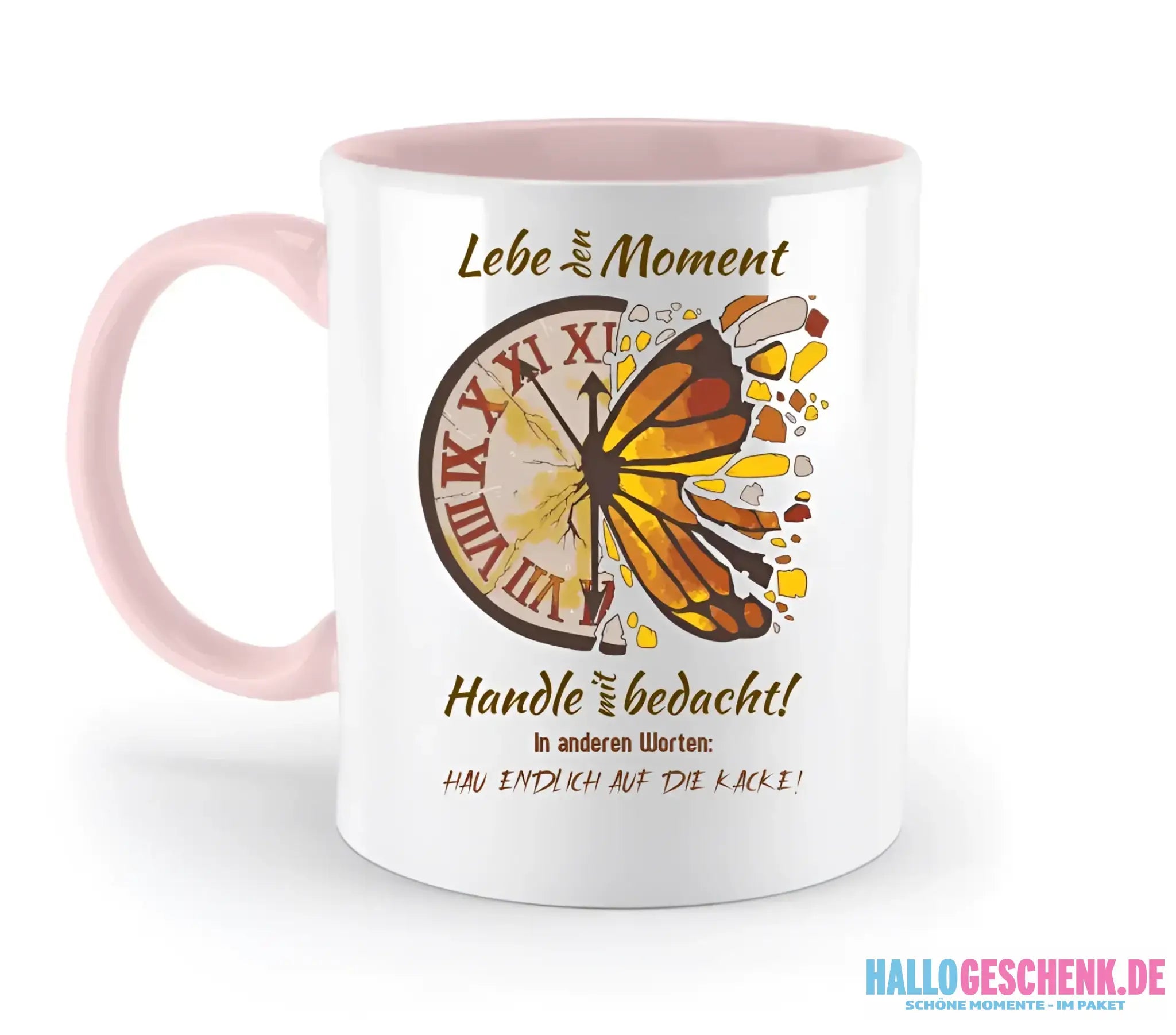 Lebe den Moment • zweifarbige Tasse • Exklusivdesign • personalisiert