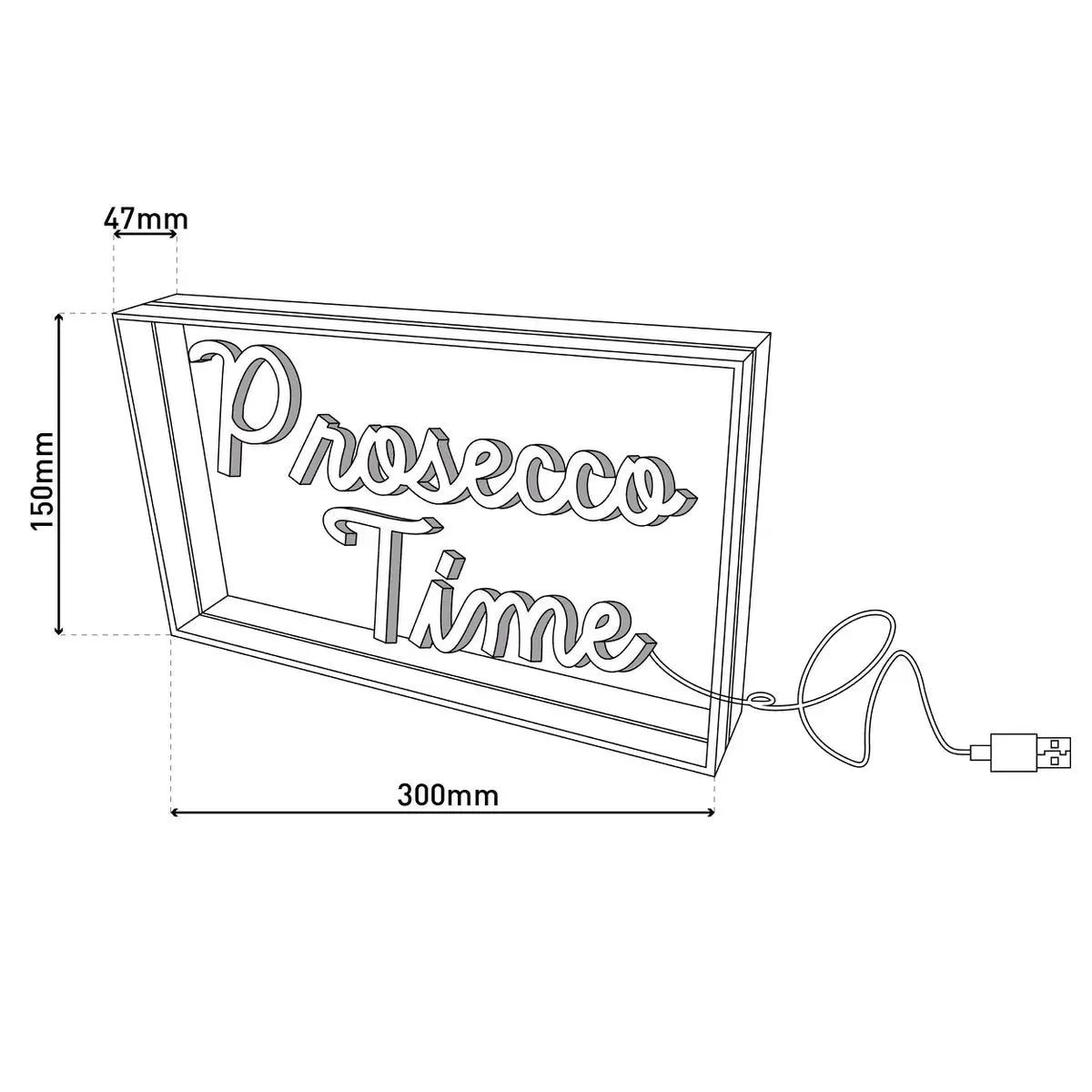 LED Schriftleuchte "PROSECCO TIME" Deko für Innen 30 x 15 cm, in blau und magenta-rot