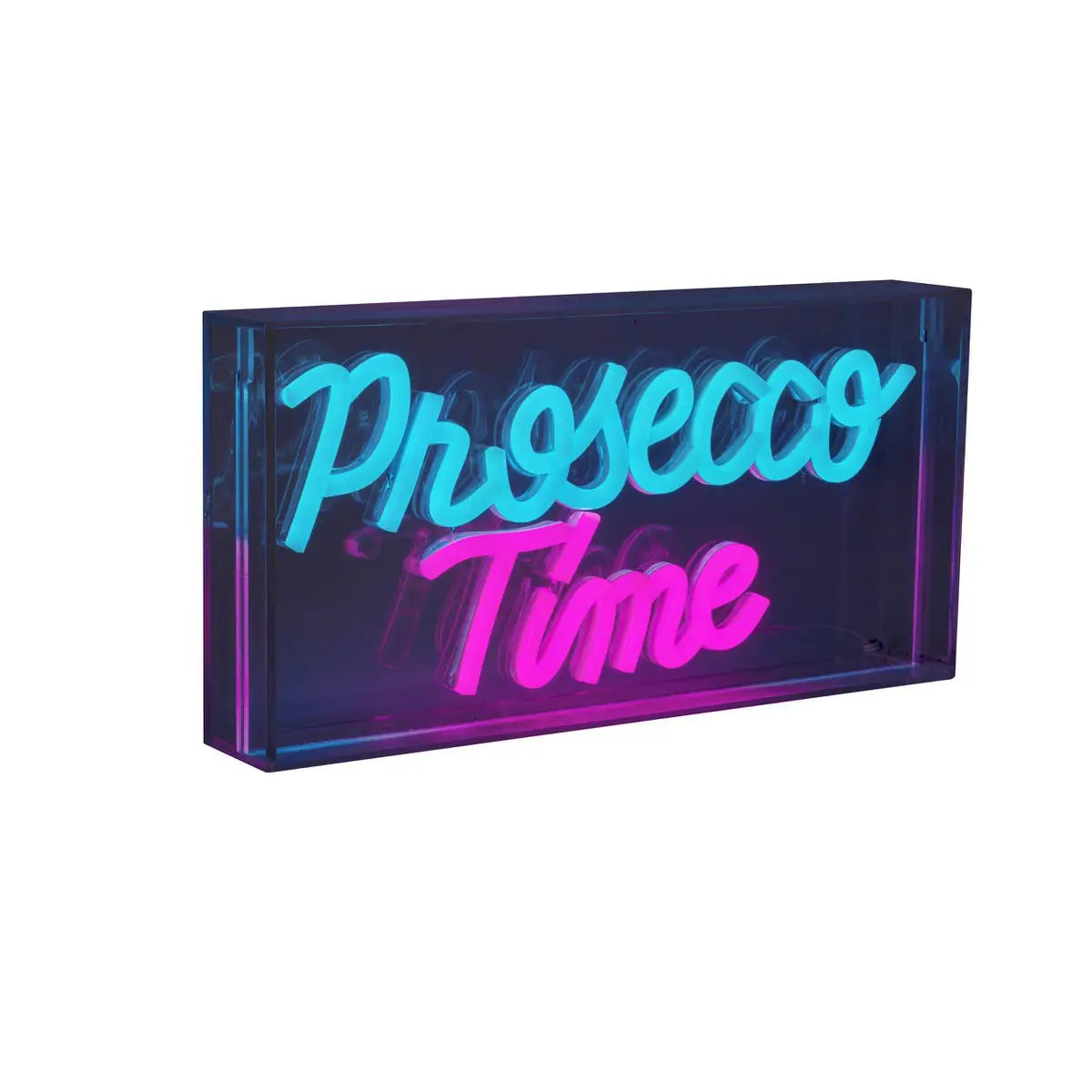 LED Schriftleuchte "PROSECCO TIME" Deko für Innen 30 x 15 cm, in blau und magenta-rot