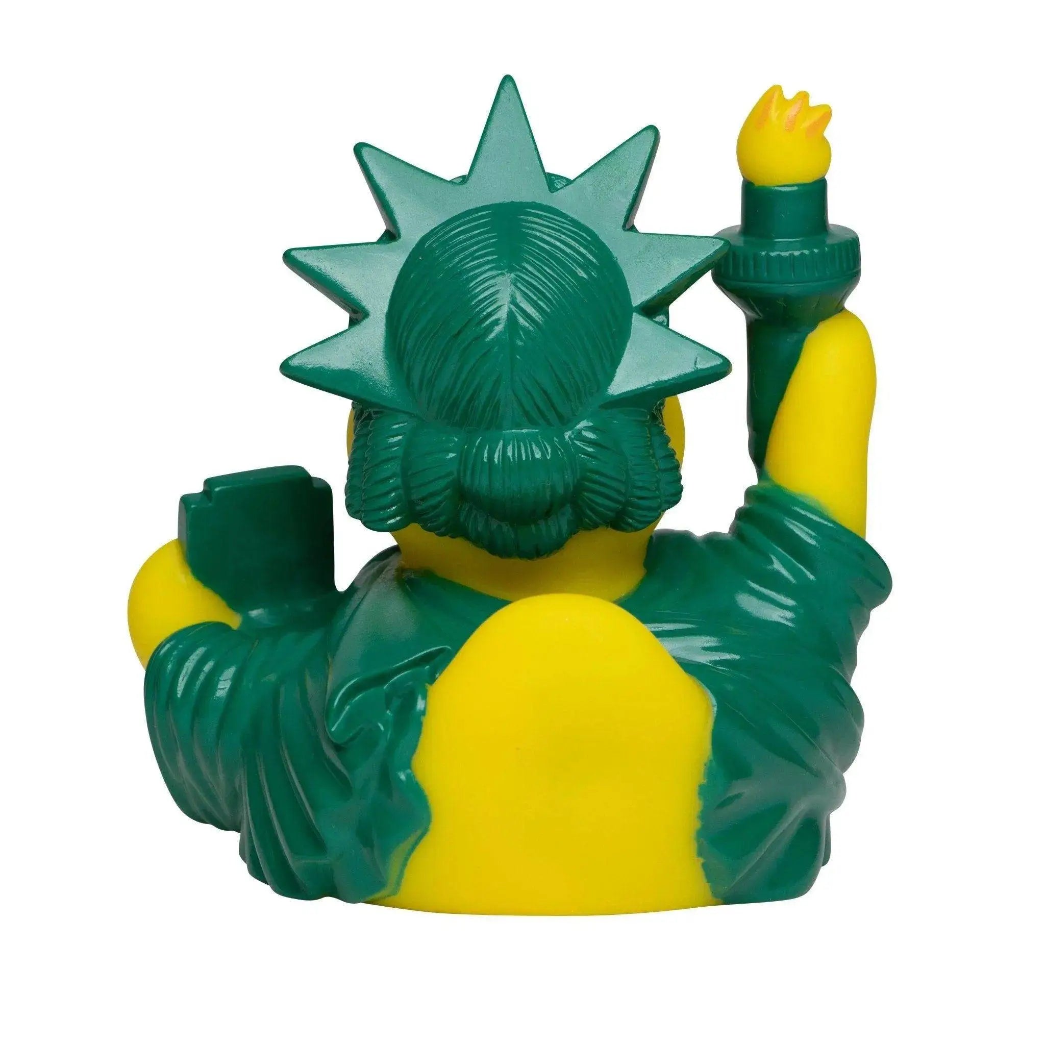 Grün-gelbe plastik quietscheente liberty duck new york als freiheitsstatue fürs badezimmer oder als deko