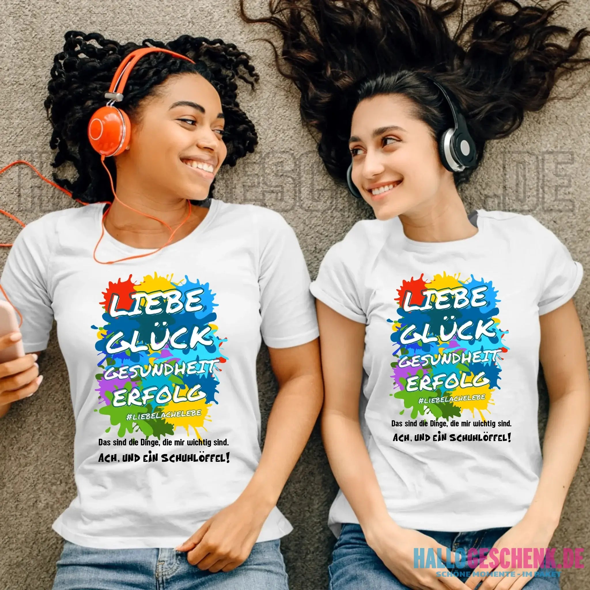 Liebe Glück Gesundheit Erfolg • Ladies Premium T-Shirt XS-2XL aus Bio-Baumwolle für Damen • Exklusivdesign • personalisiert