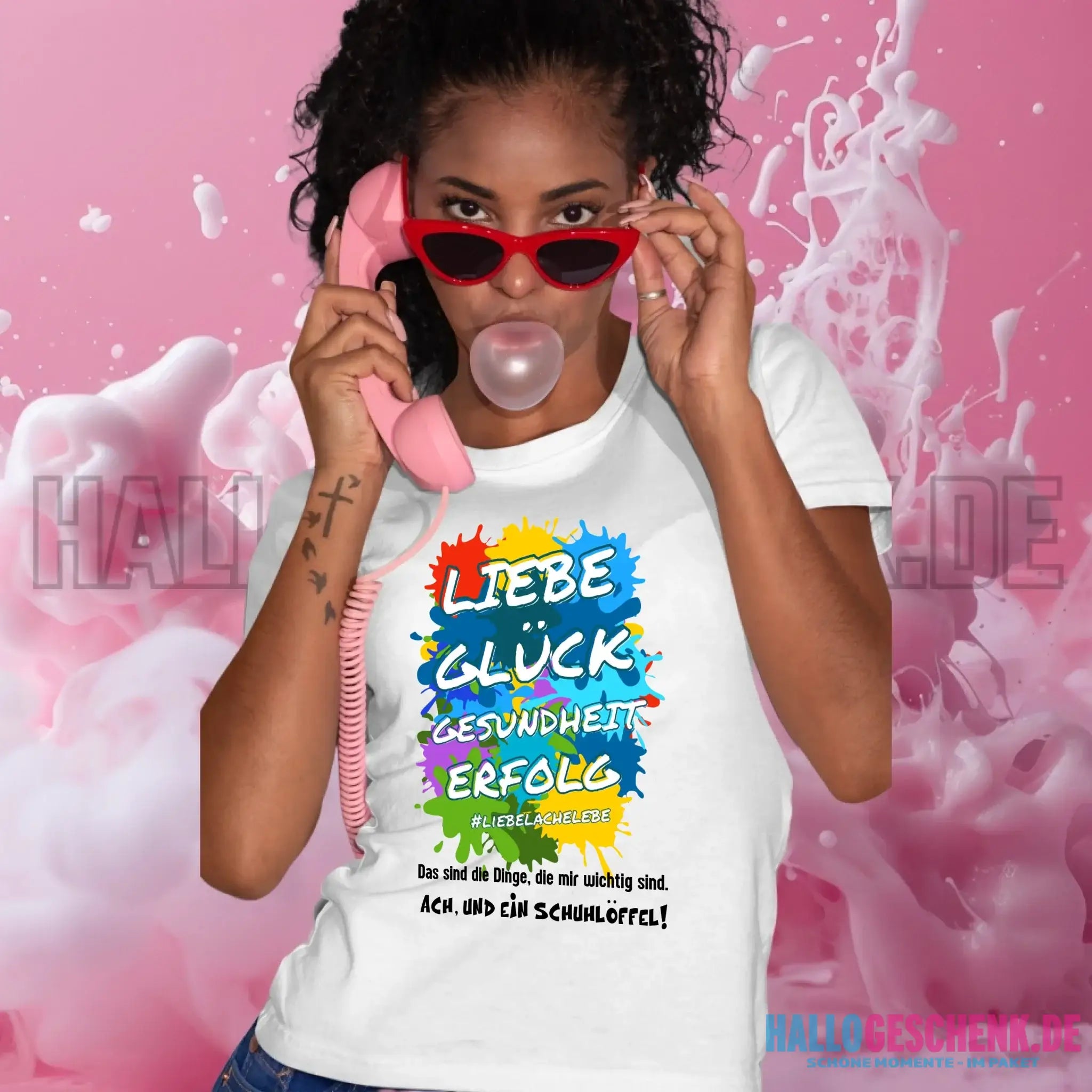 Liebe Glück Gesundheit Erfolg • Ladies Premium T-Shirt XS-2XL aus Bio-Baumwolle für Damen • Exklusivdesign • personalisiert