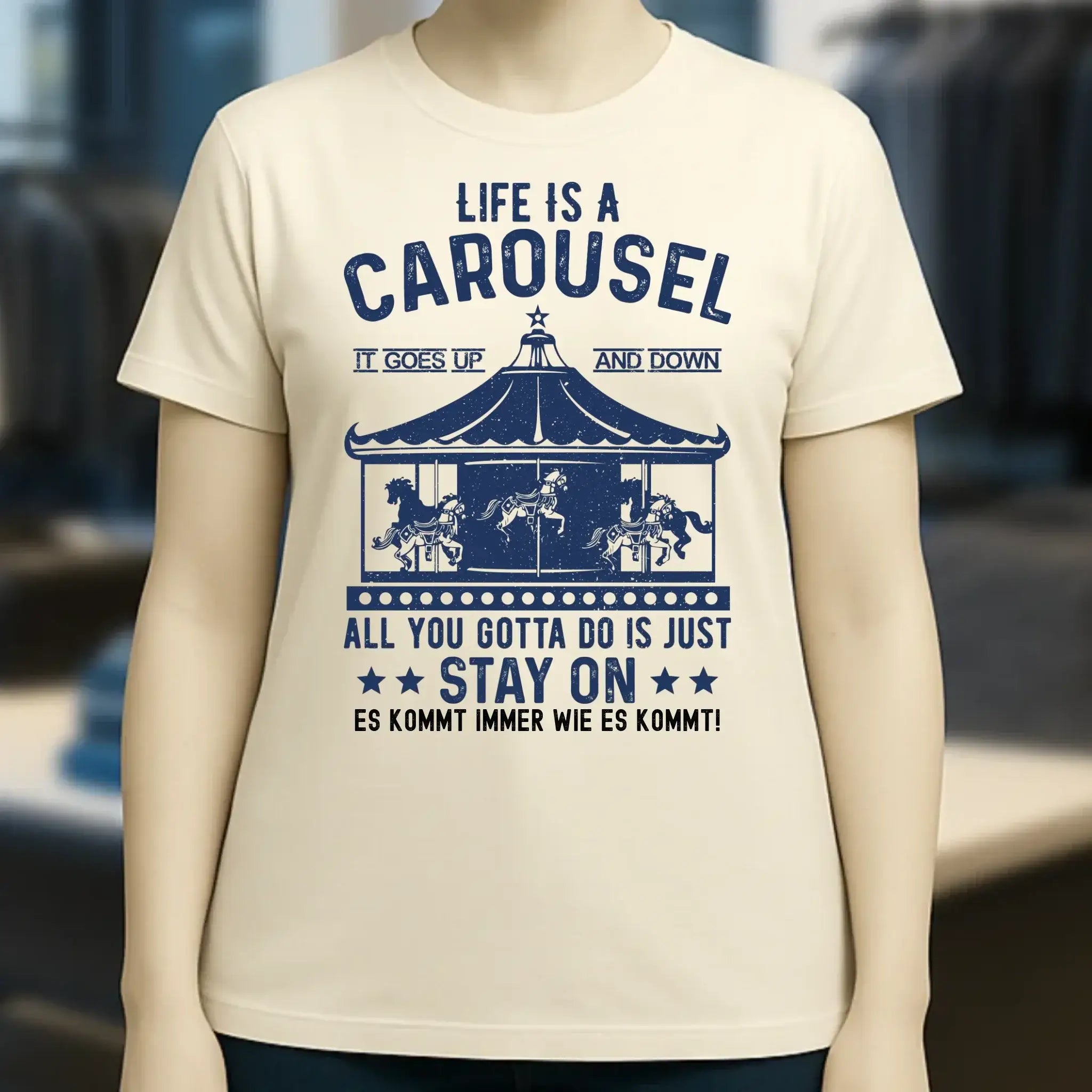 Life is a carousel • Ladies Premium T-Shirt XS-2XL aus Bio-Baumwolle für Damen • Exklusivdesign • personalisiert