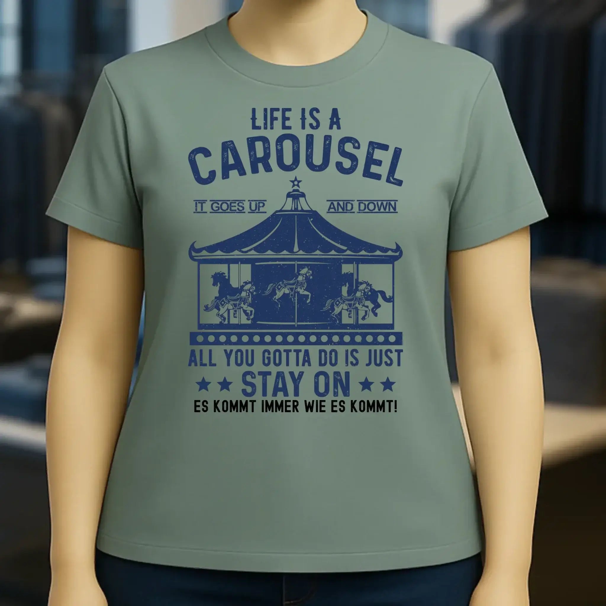 Life is a carousel • Ladies Premium T-Shirt XS-2XL aus Bio-Baumwolle für Damen • Exklusivdesign • personalisiert
