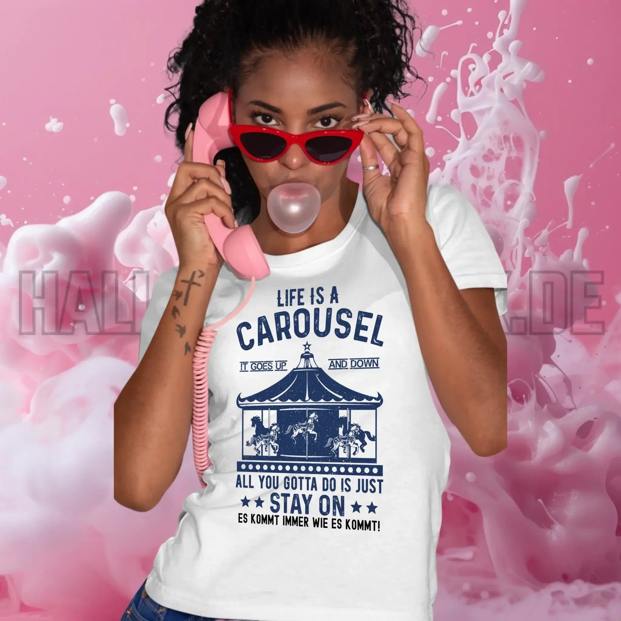 Life is a carousel • Ladies Premium T-Shirt XS-2XL aus Bio-Baumwolle für Damen • Exklusivdesign • personalisiert
