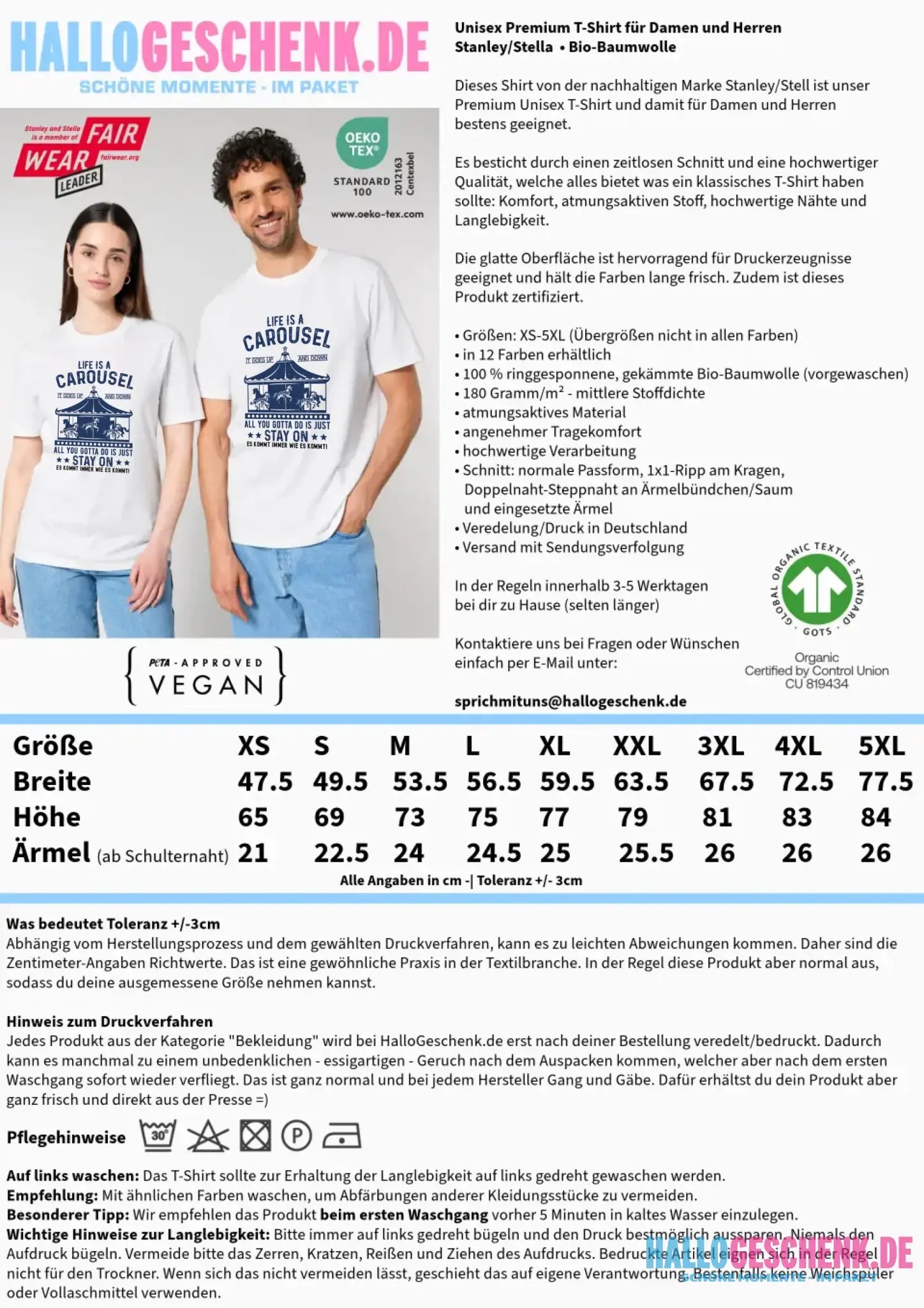 Life is a carousel • Unisex Premium T-Shirt XS-5XL aus Bio-Baumwolle für Damen & Herren • Exklusivdesign • personalisiert
