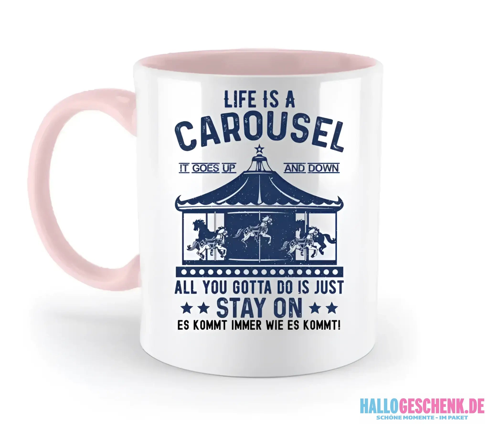 Life is a carousel • zweifarbige Tasse • Exklusivdesign • personalisiert