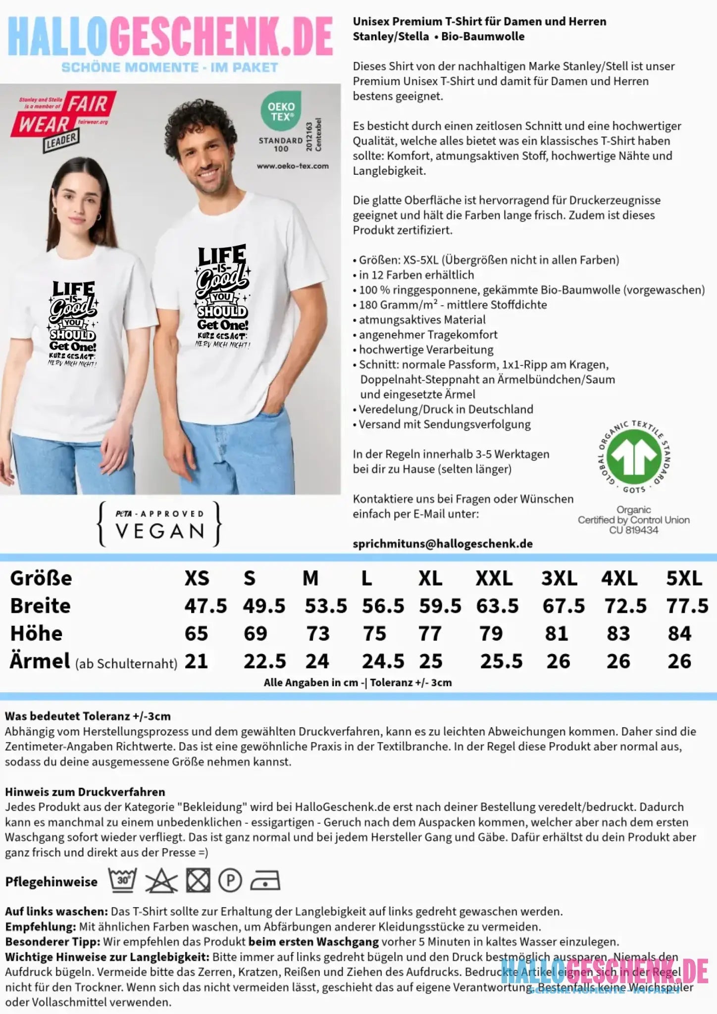 Life is good • Unisex Premium T-Shirt XS-5XL aus Bio-Baumwolle für Damen & Herren • Exklusivdesign • personalisiert