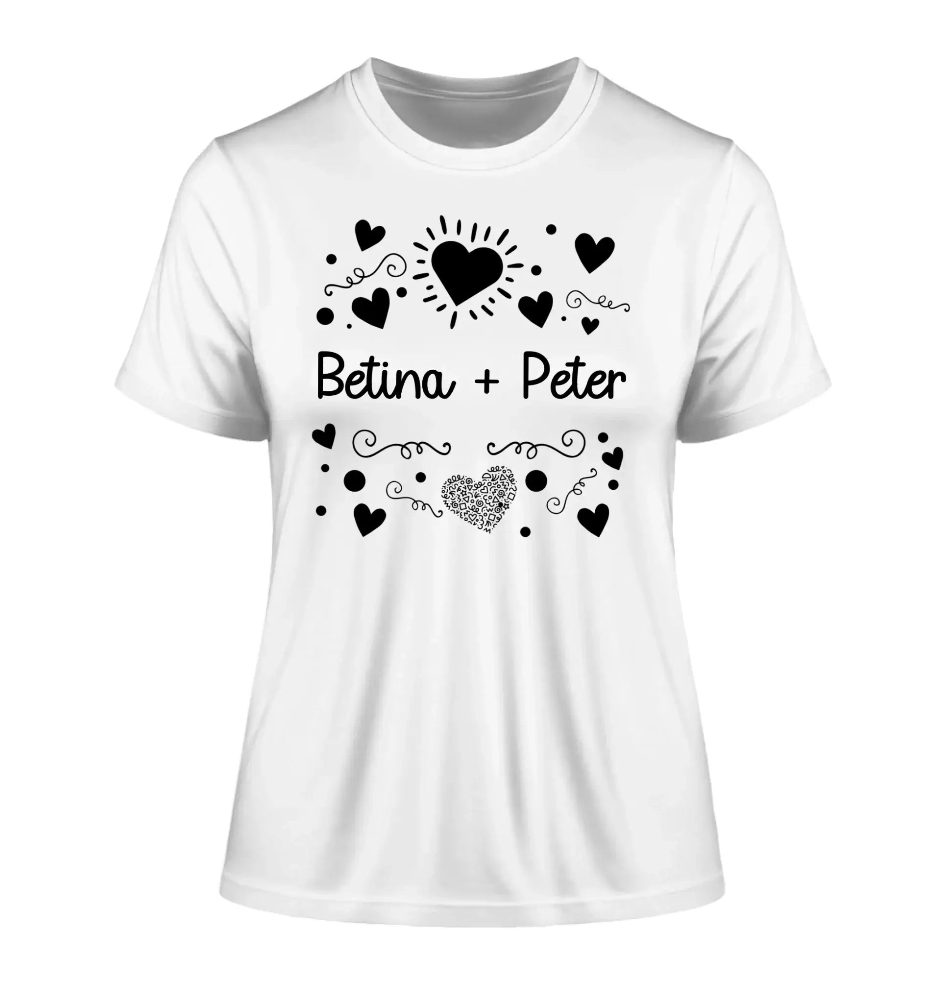 Love Design 1-3 mit Wunschnamen (personalisierbare Motive) - Damen T-Shirt (Fitted) • Bio / White / 2XL