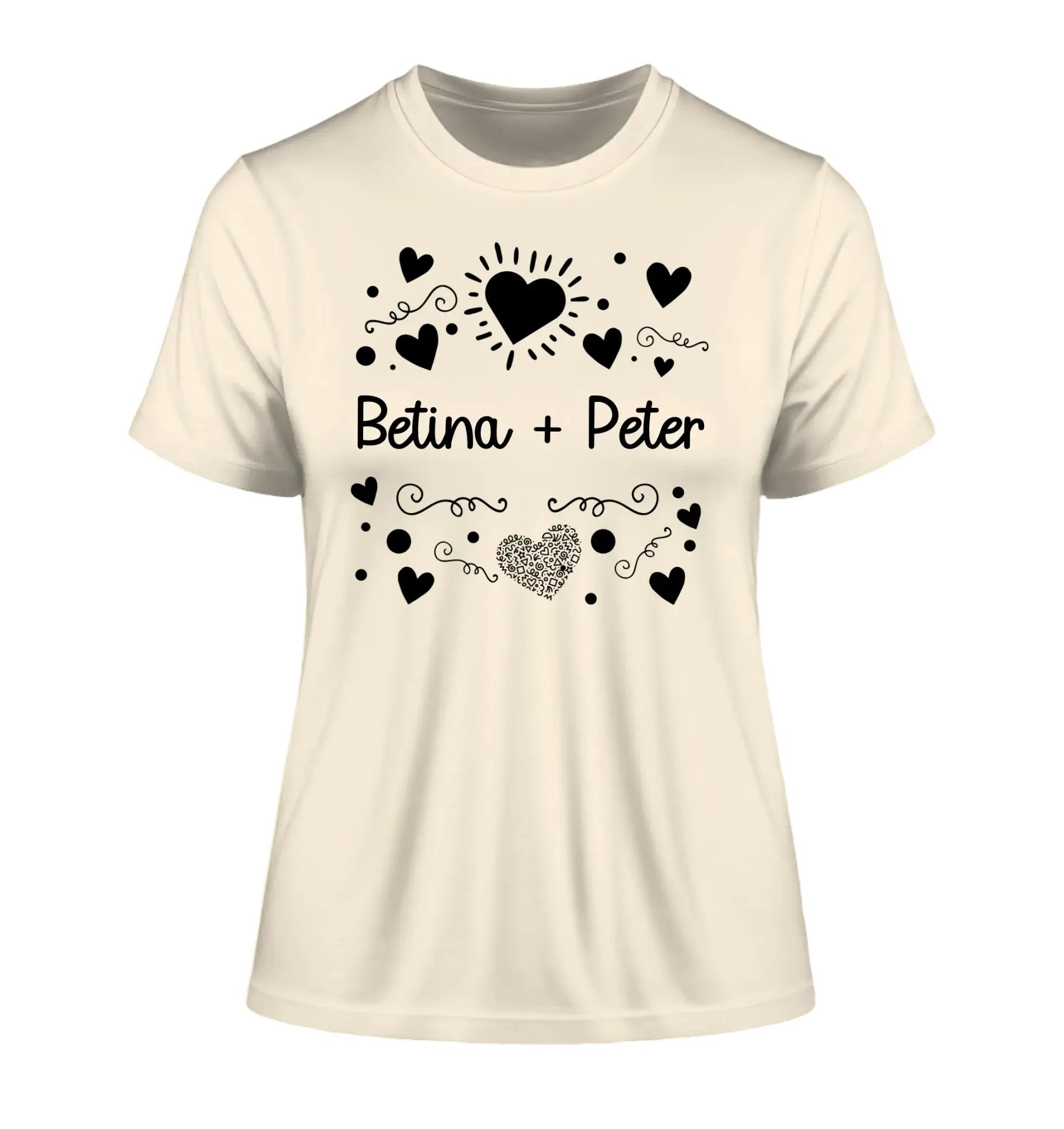 Love Design 1-3 mit Wunschnamen (personalisierbare Motive) - Damen T-Shirt (Fitted) • Bio / Natural / 2XL