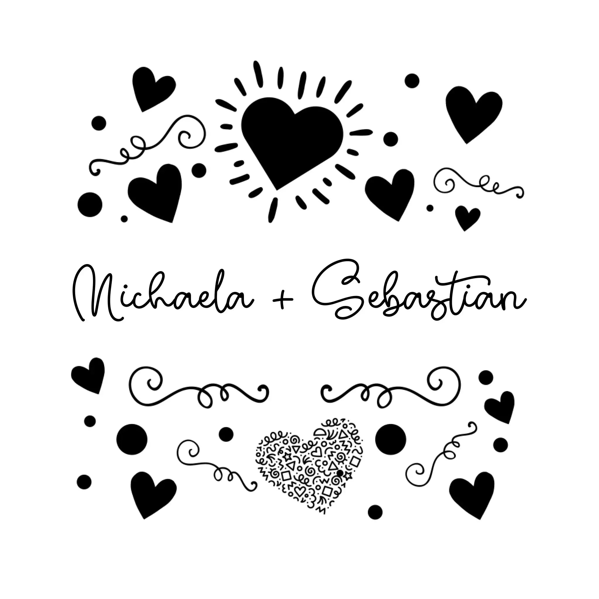 Love Design 1-3 mit Wunschnamen (personalisierbare Motive) - Sticker 20x20 cm (ausgestanzt) / White / OneSize